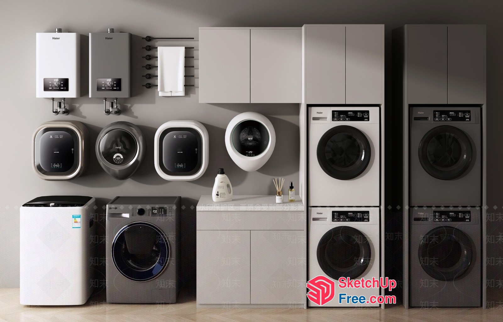 Modern Laundry Room With Haier Appliances 3D SketchUp File