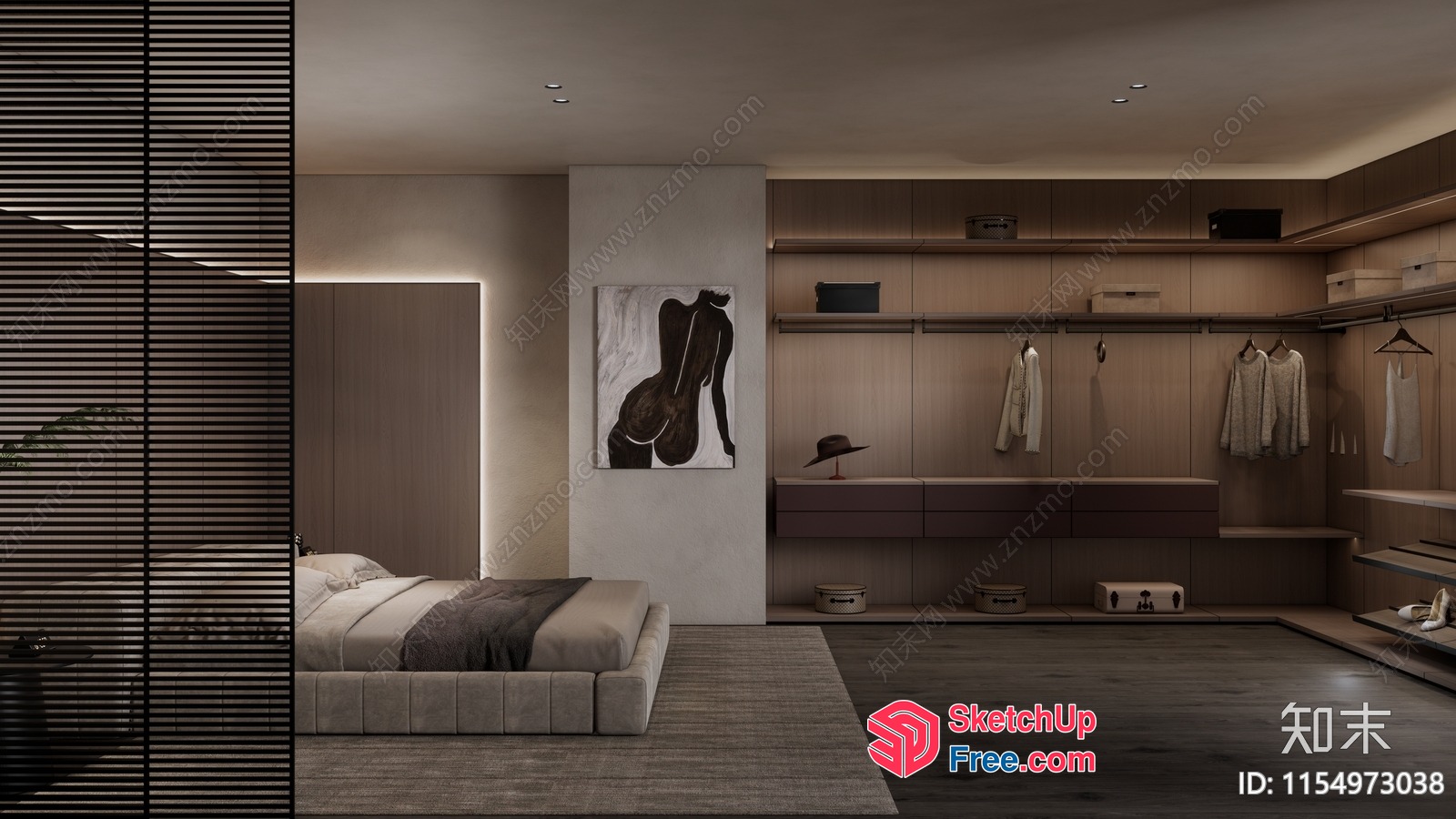 Modern Minimalist Bedroom Interior 3D SketchUp File