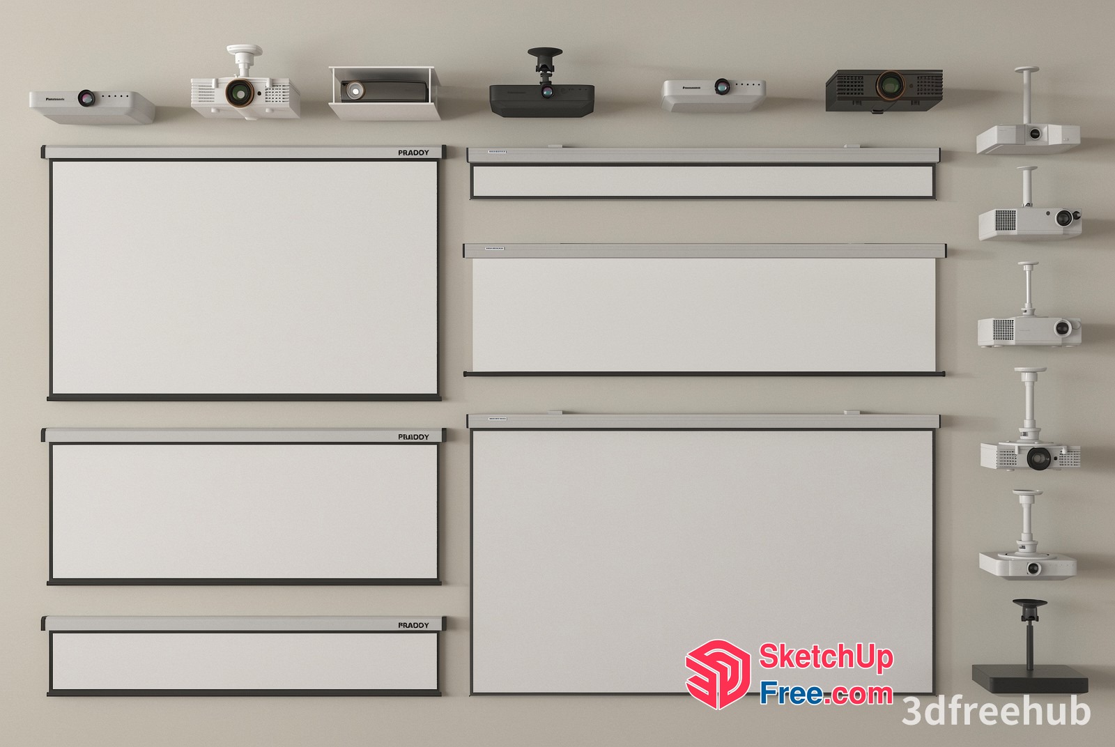 Projector And Whiteboard Display Setup 3D SketchUp File