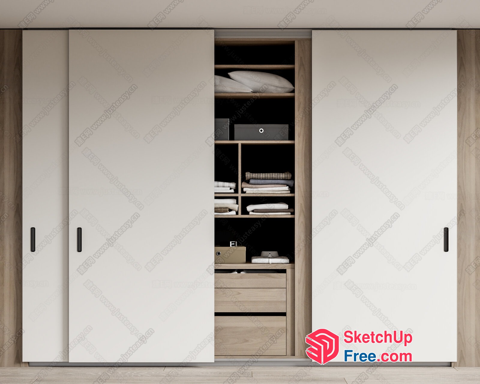 Elegant Sliding Doors And Shelving System 3D SketchUp File