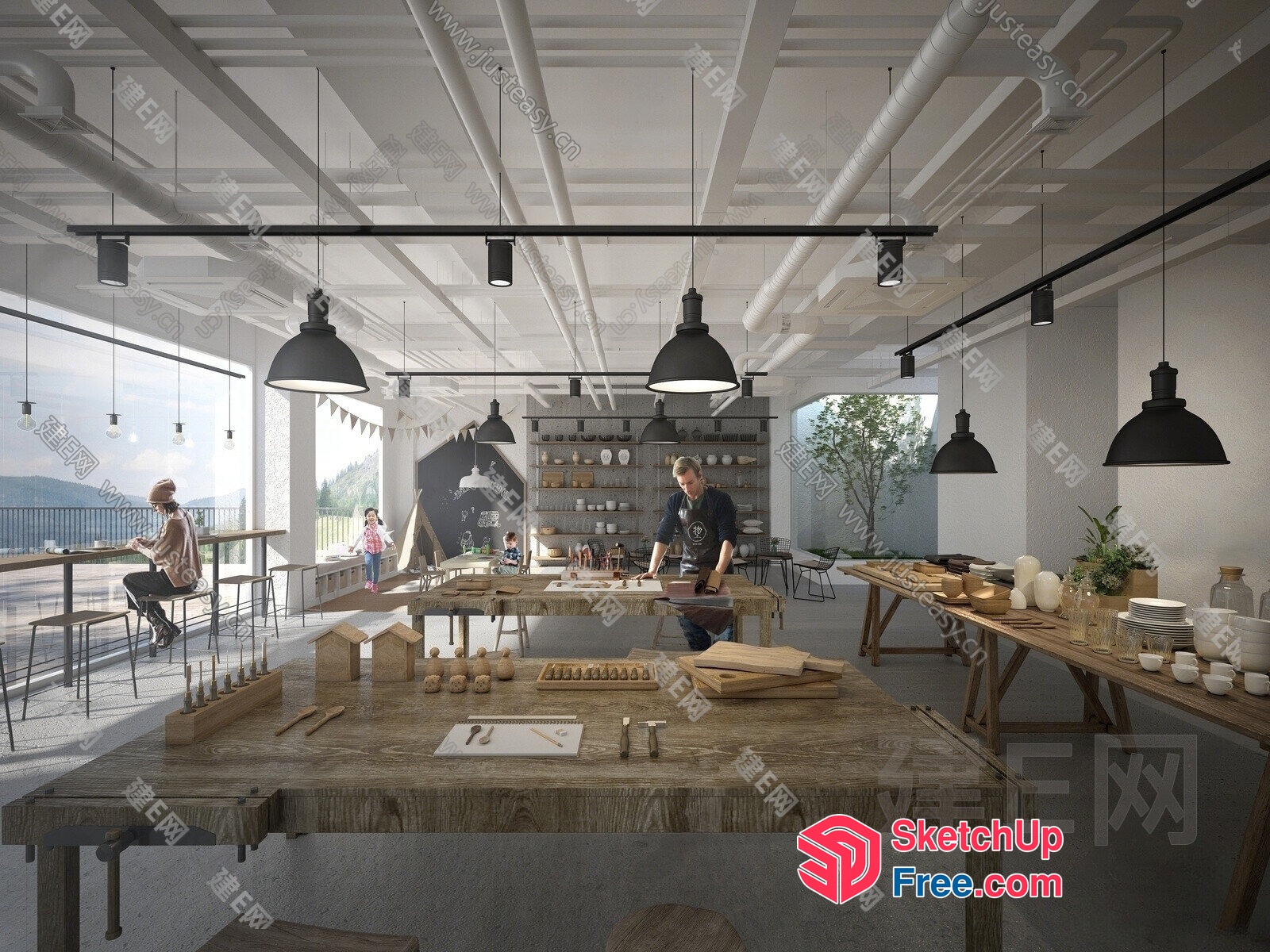 Industrial-Style Workshop Space 3D SketchUp File
