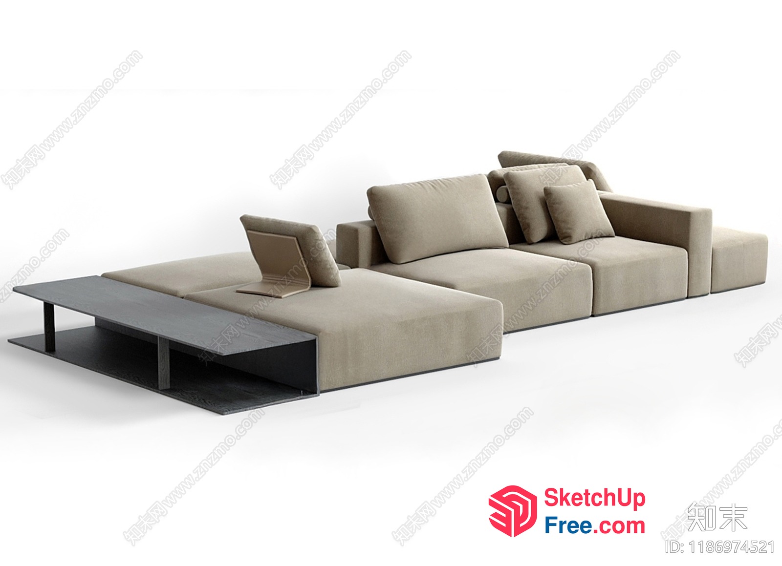 Modern Minimalist L-Shaped Sofa With Coffee Table 3D SketchUp File