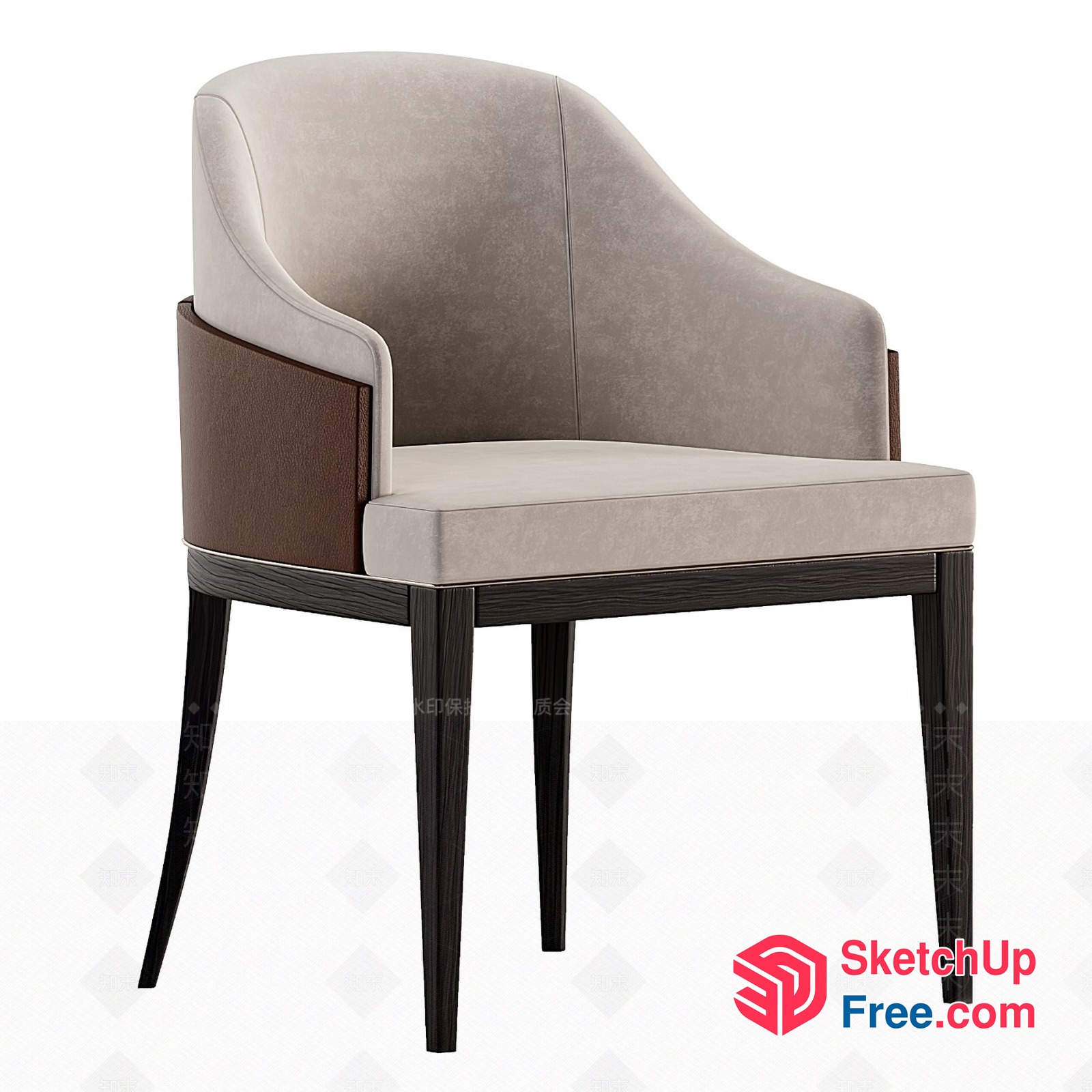 Modern Leather And Wood Accent Chair 3D SketchUp File