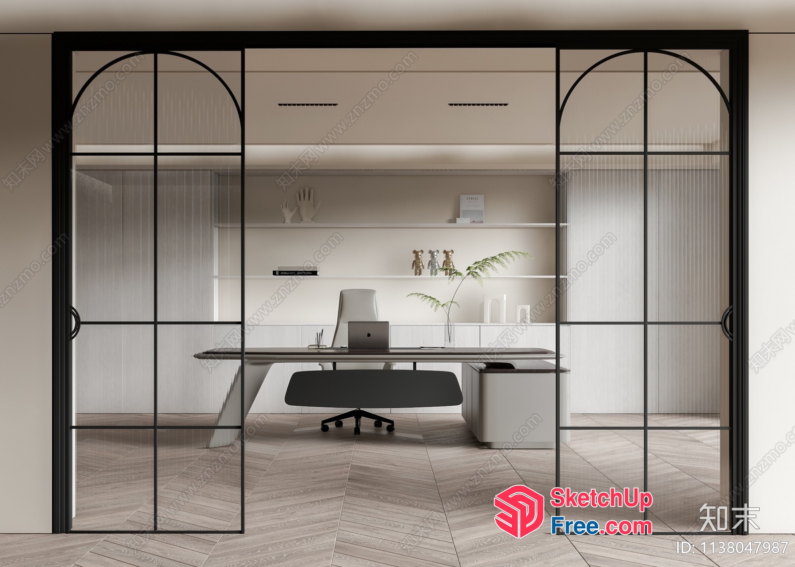 Modern Office Space With Sleek Glass Partition 3D SketchUp File