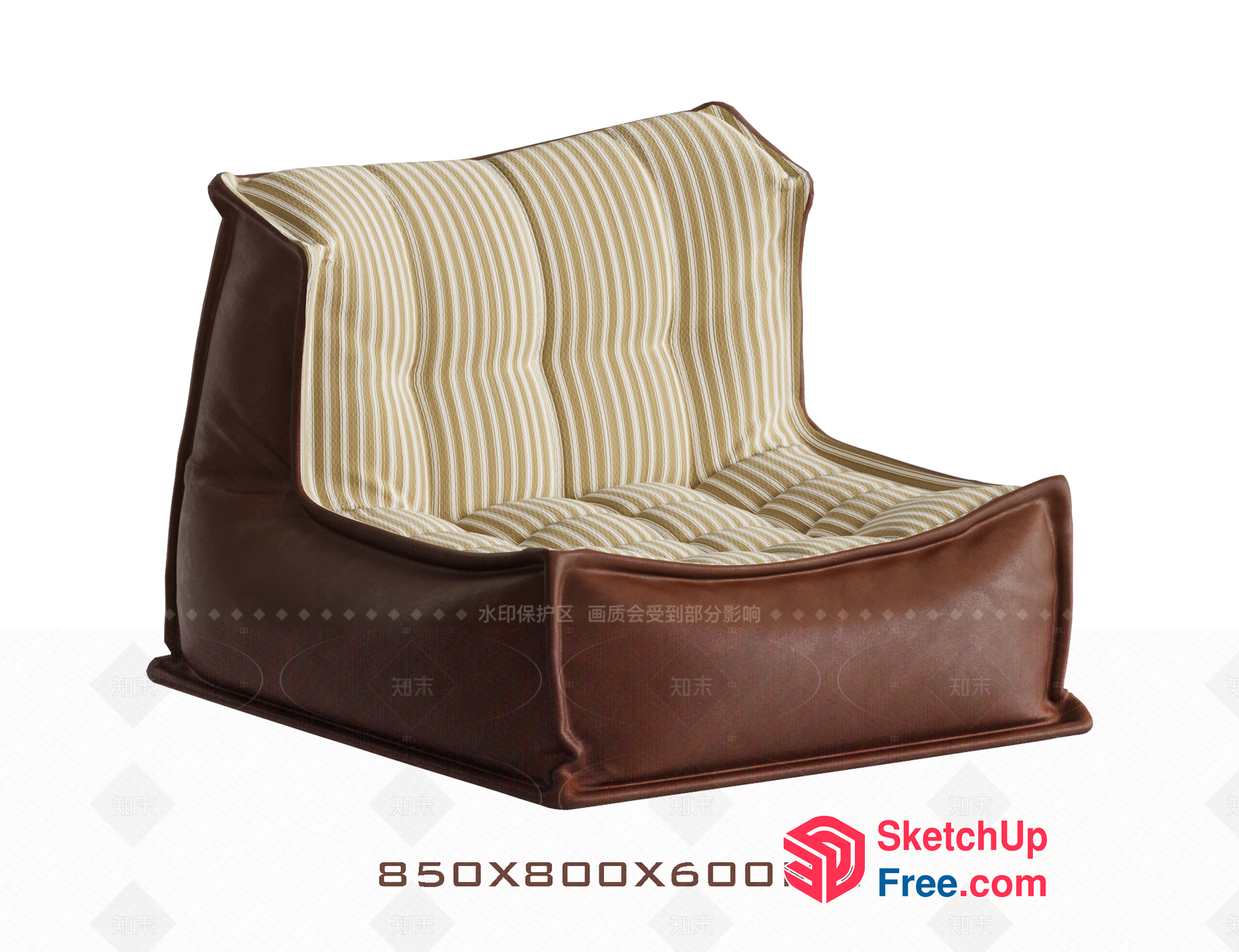 Stylish Brown And White Striped Sofa 3D SketchUp File