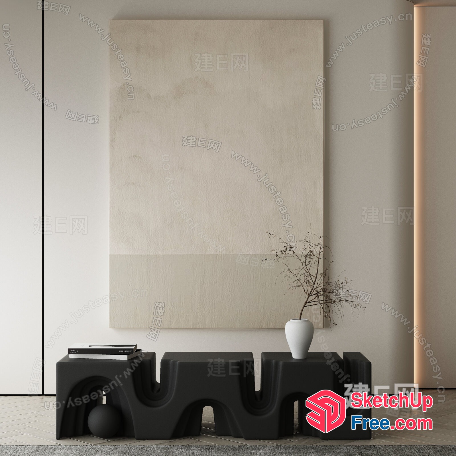 Modern Minimalist Interior Decor With White And Grey Tones 3D SketchUp File