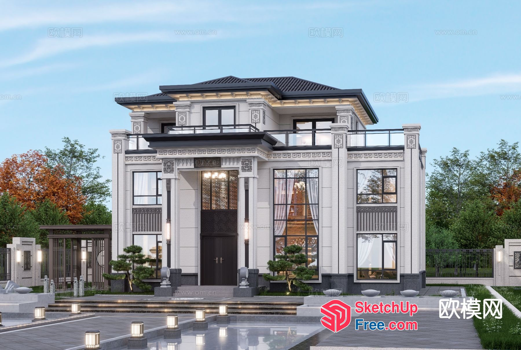 Elegant Villa With Classical Style 3D SketchUp File