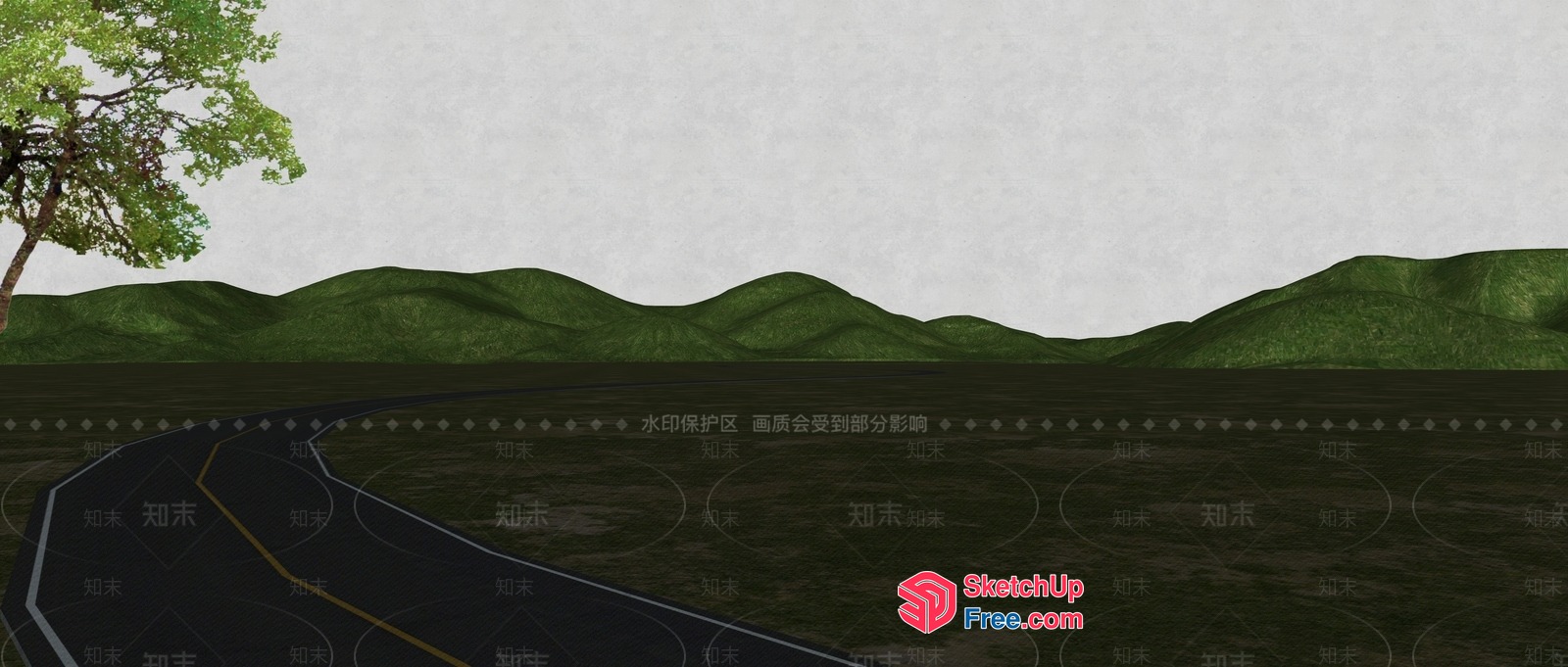 Road Leading To Green Hills 3D SketchUp File