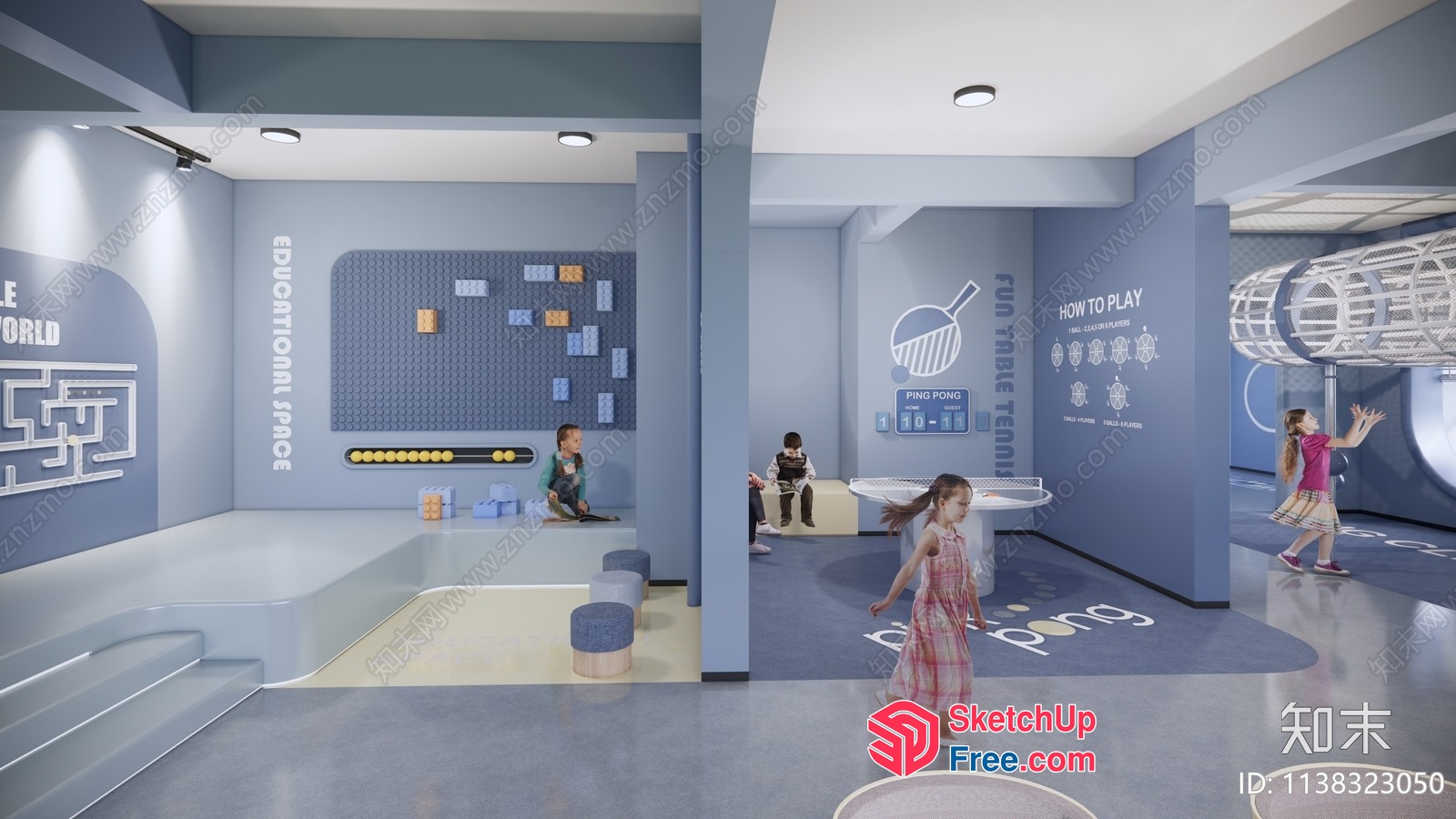 Educational Space For Children With Various Play Areas 3D SketchUp File
