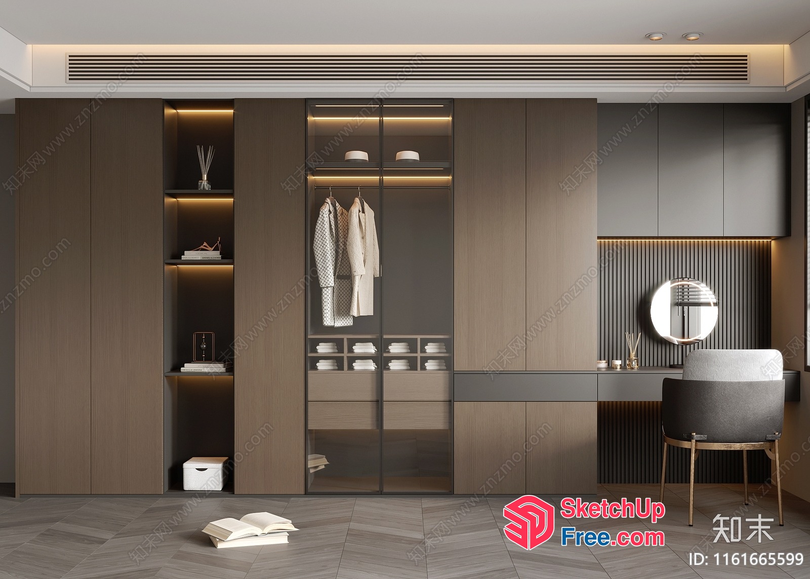 Modern Brown And Gray Dressing Room 3D SketchUp File