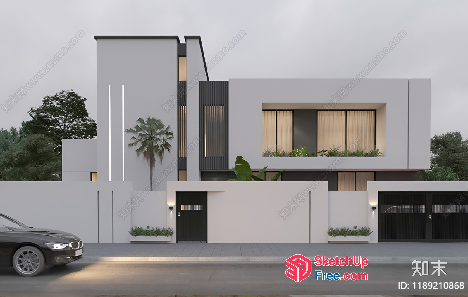 Modern Villa Exterior With Minimalist Style 3D SketchUp File