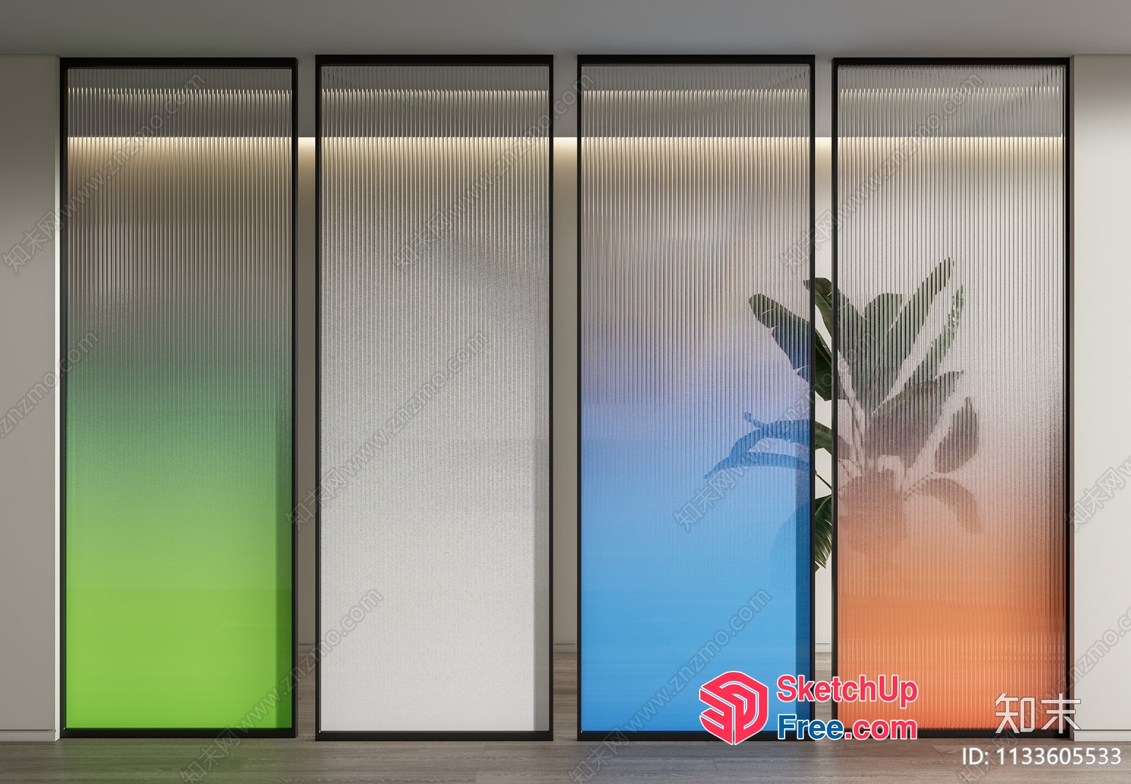 Colorful Glass Partition Screen 3D SketchUp File