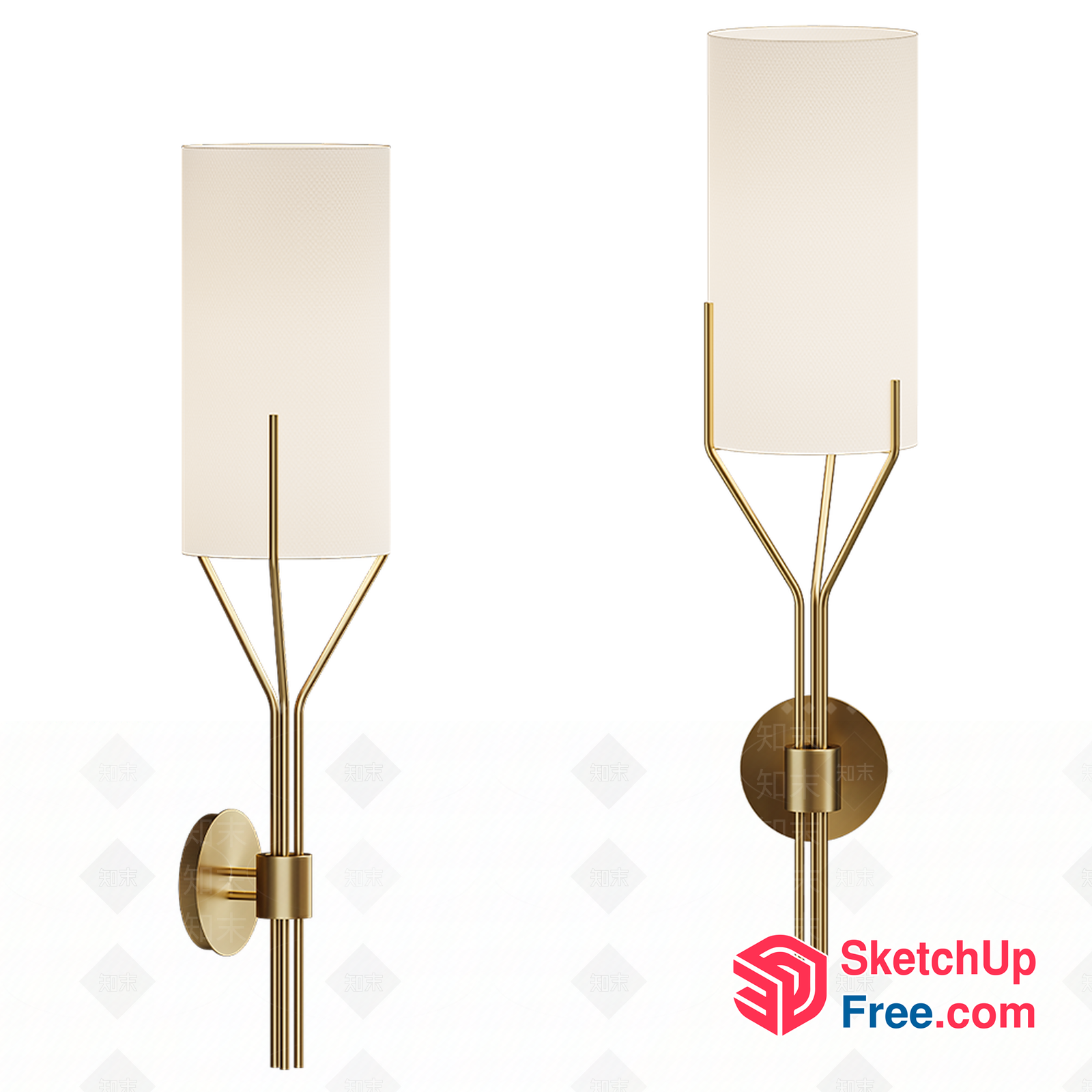 Elegant Gold And White Wall Sconces 3D SketchUp File