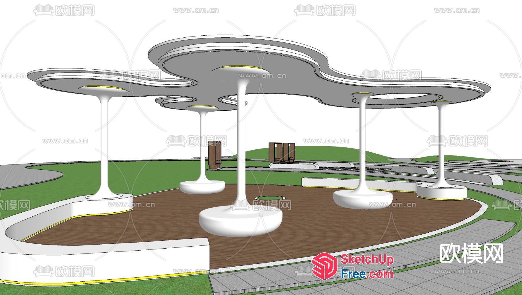 Futuristic Modern Outdoor Space 3D SketchUp File
