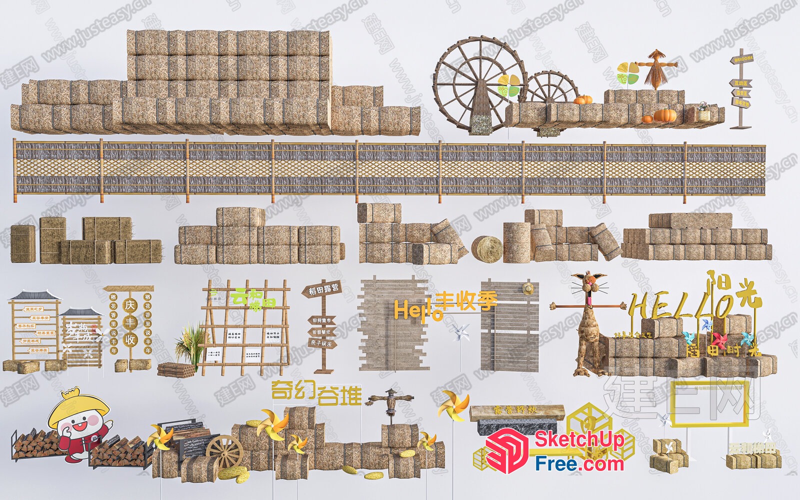 3D Model Of A Building'S Exterior With Various Decorations 3D SketchUp File