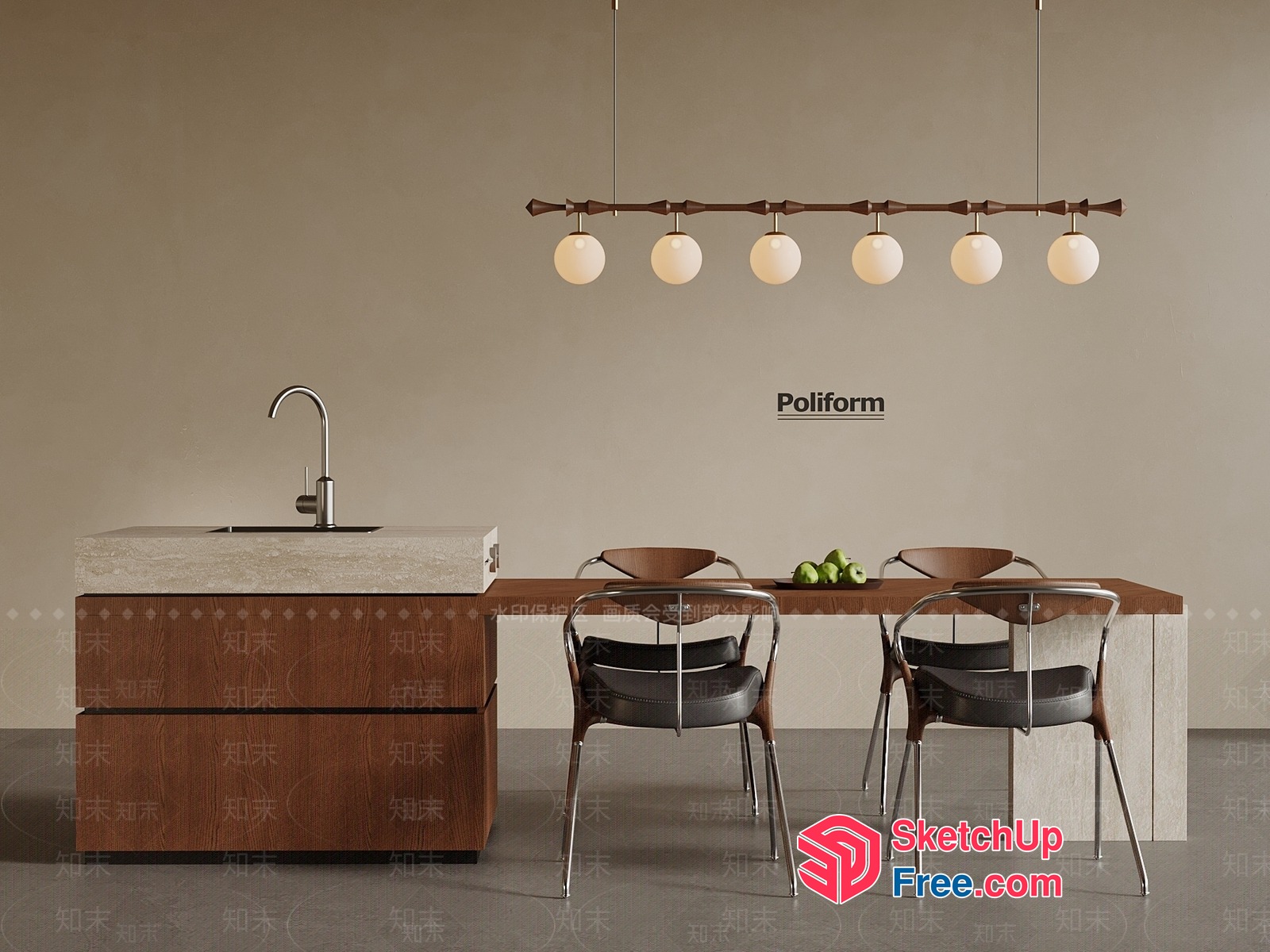 Modern Minimalist Dining Room Interior 3D SketchUp File