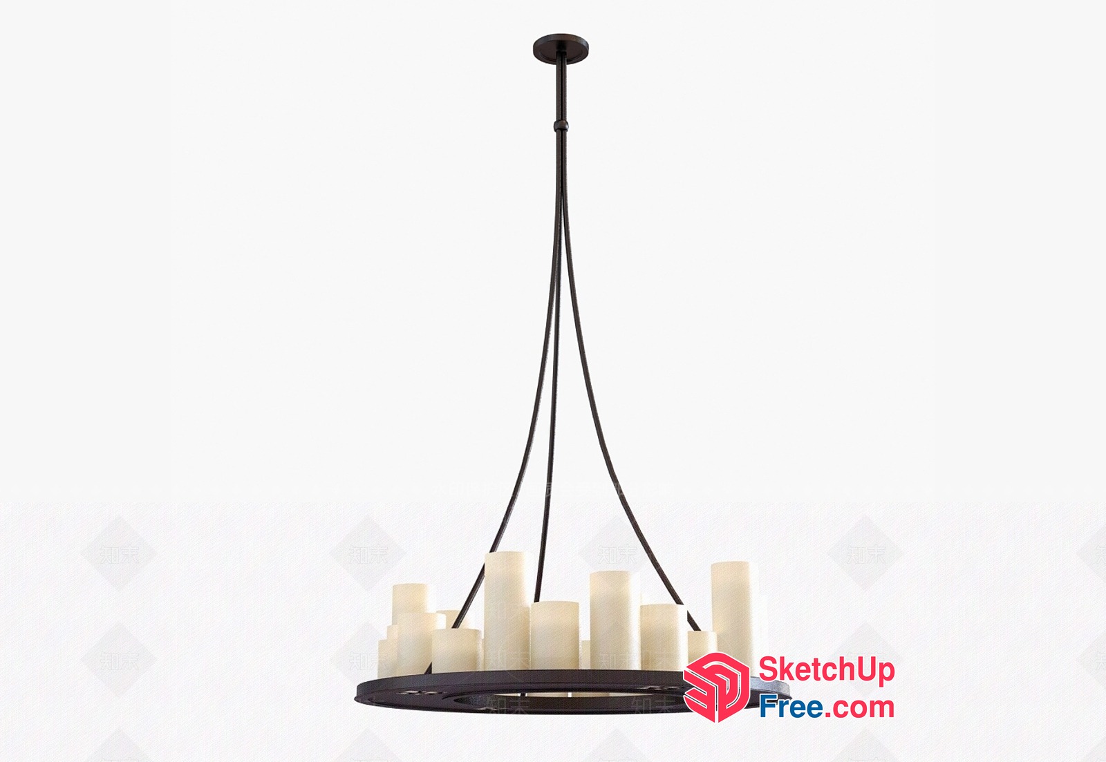 Modern Chandelier With Candle-Like Lights 3D SketchUp File