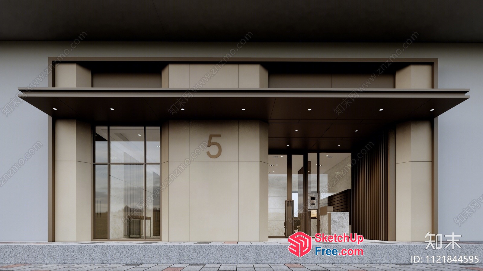 Elegant Modern Architecture Entrance 3D SketchUp File
