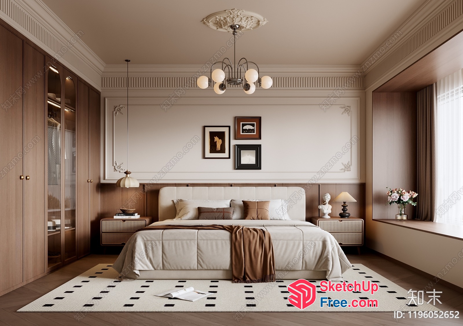 Classic Moulding Ornate Bed Room 3D SketchUp File