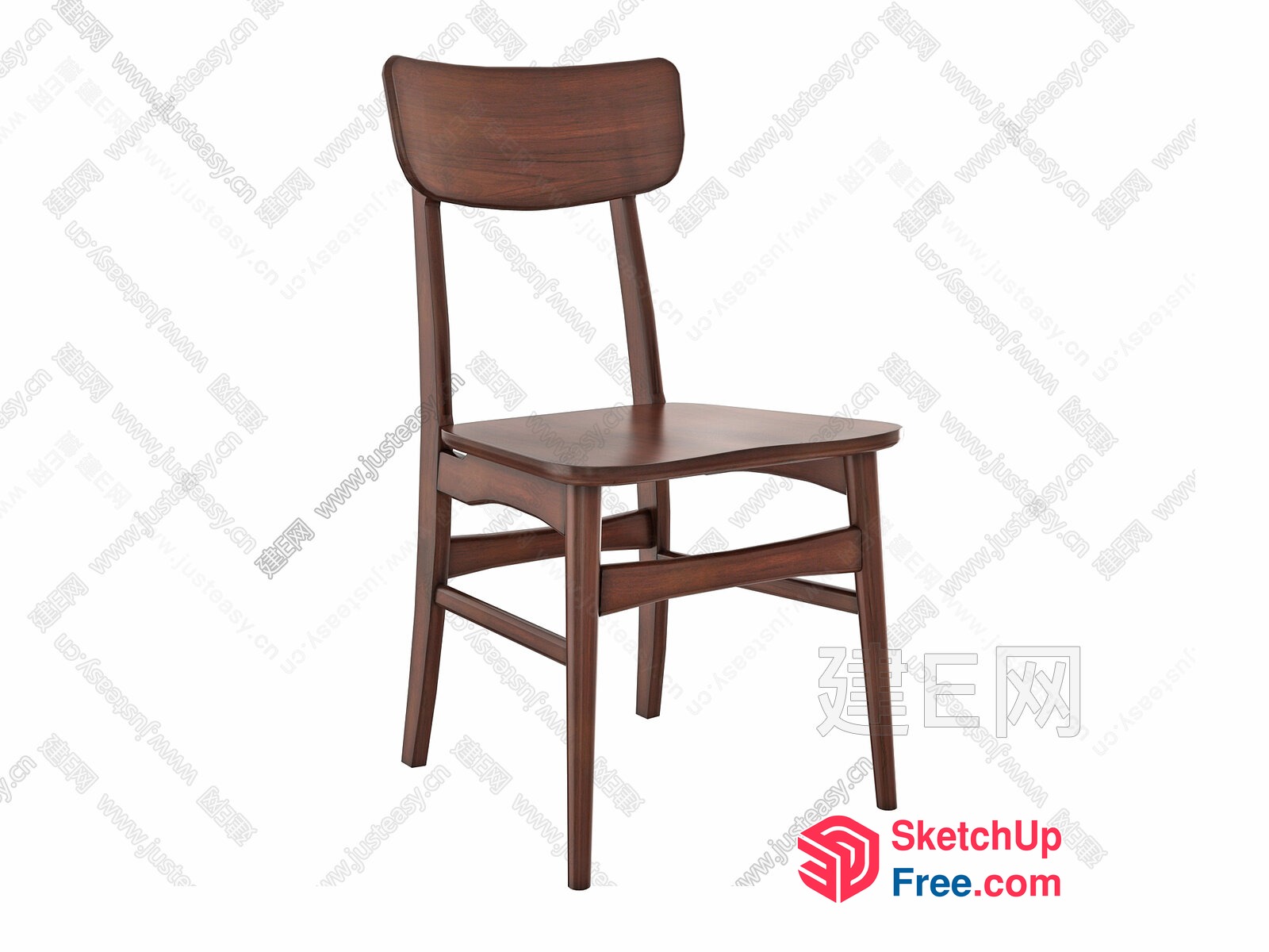 Wooden Chair With Simple Back And Seat 3D SketchUp File