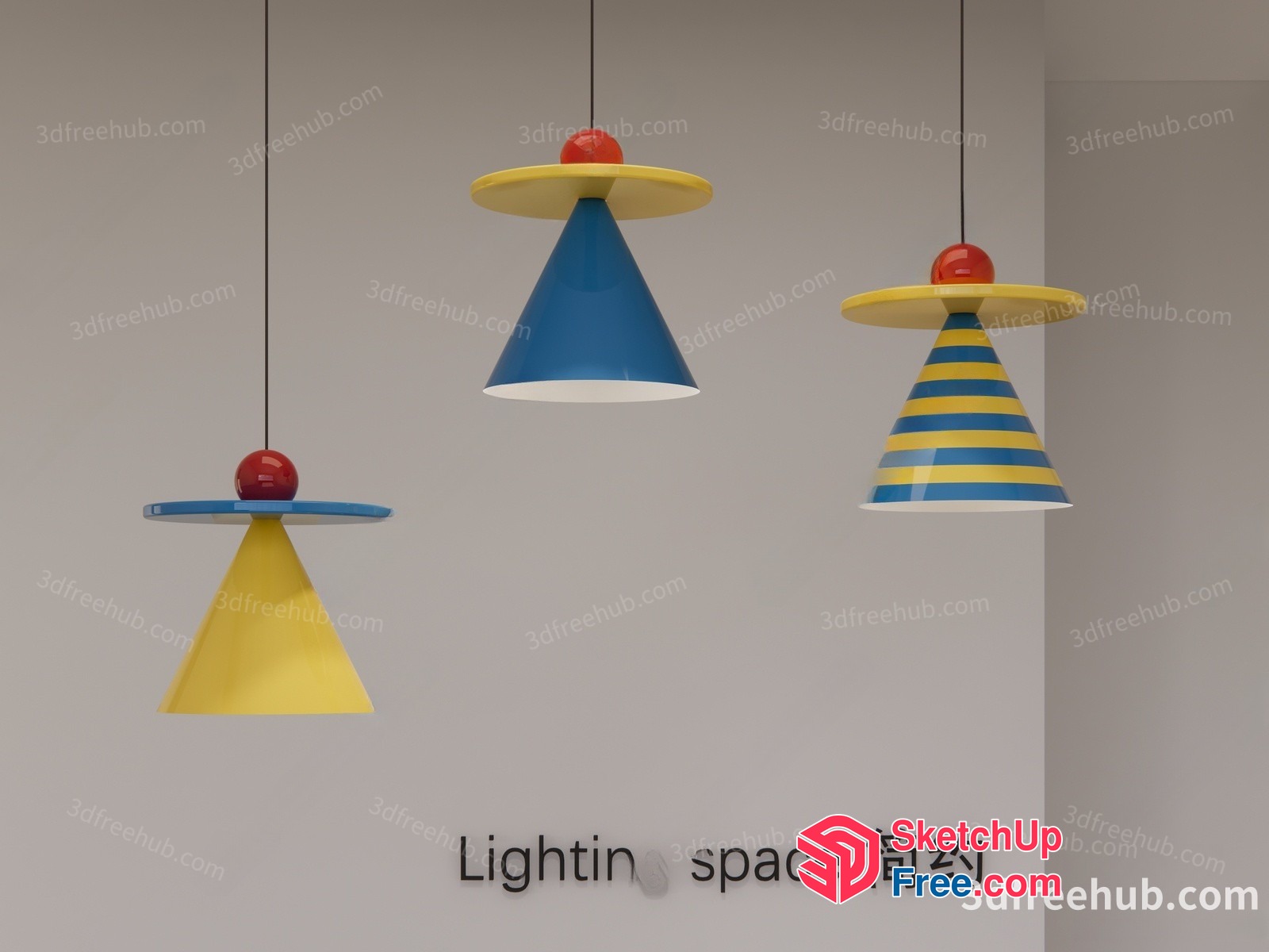 Colorful Modern Hanging Lights 3D SketchUp File