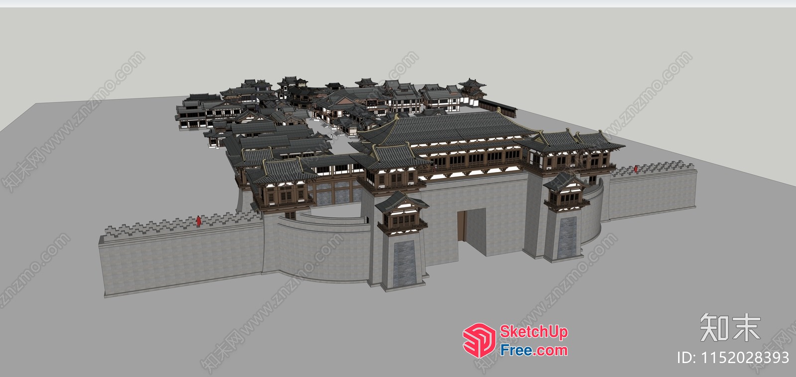 Traditional Asian Architectural Complex 3D SketchUp File