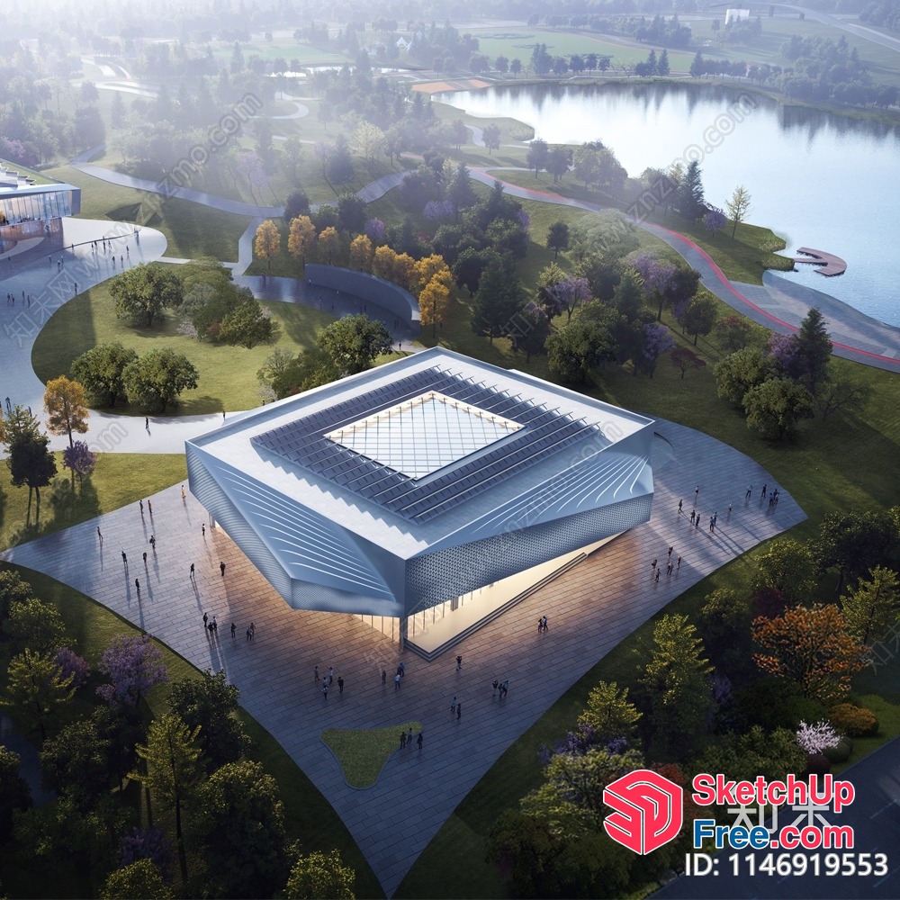 Modern Futuristic Building With Glass And Steel Exterior 3D SketchUp File