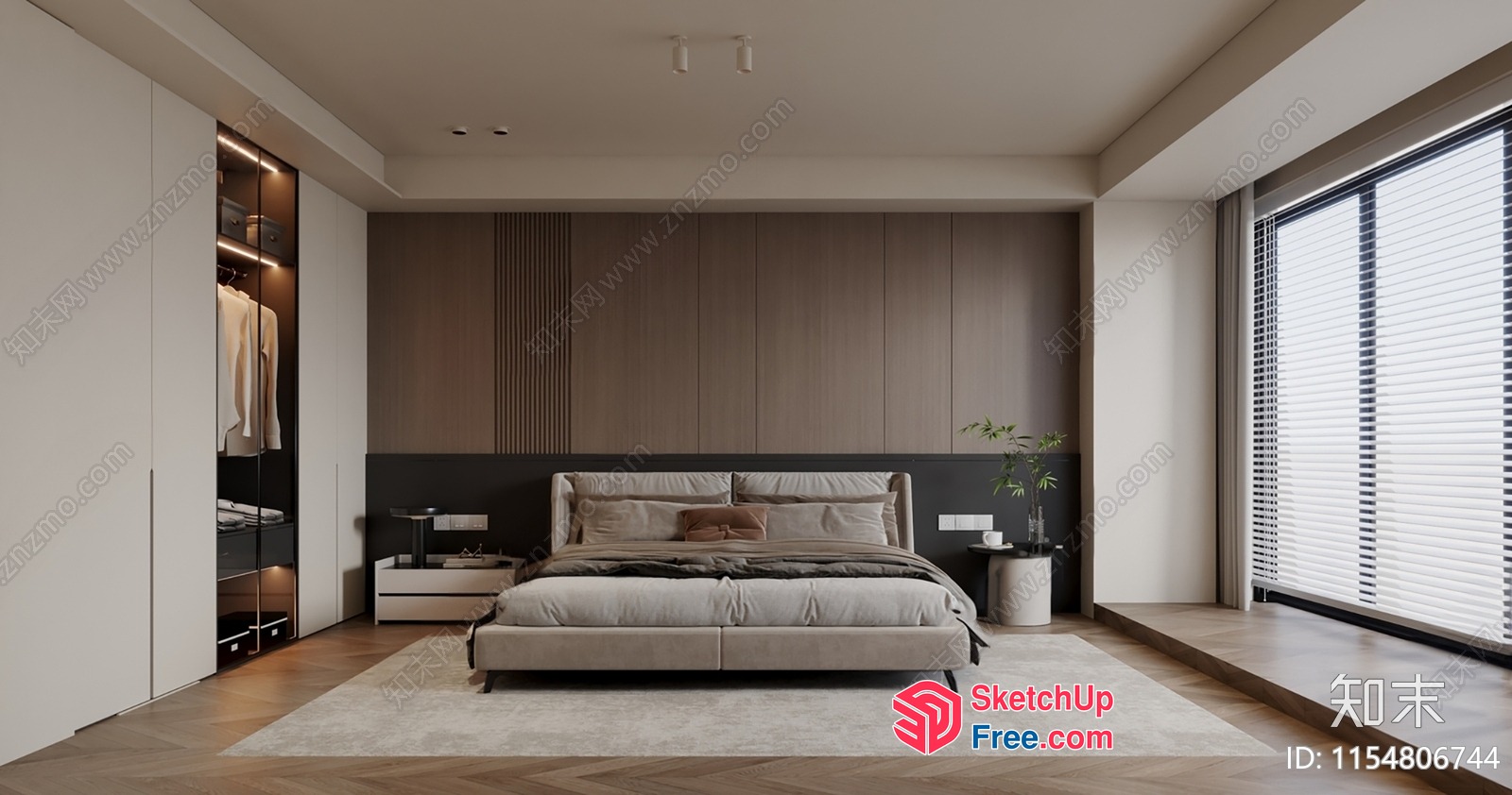 Modern Bedroom With Sleek Furniture And Natural Light 3D SketchUp File