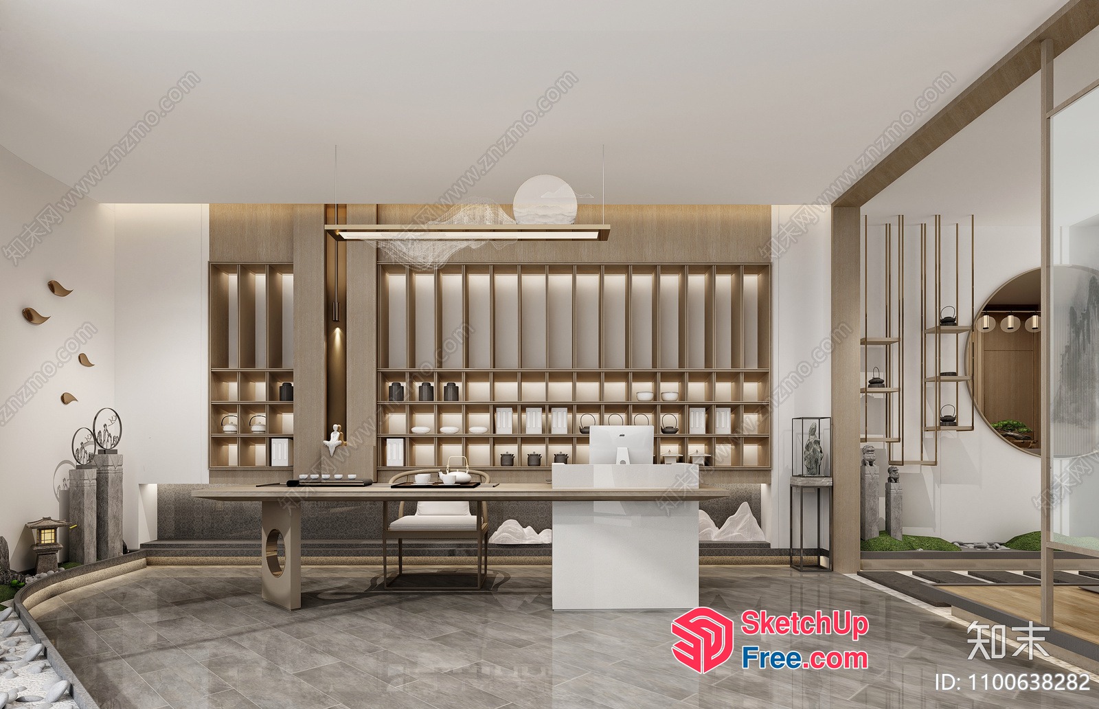Modern Office Interior With Sleek Furniture And Decorative Lighting 3D SketchUp File