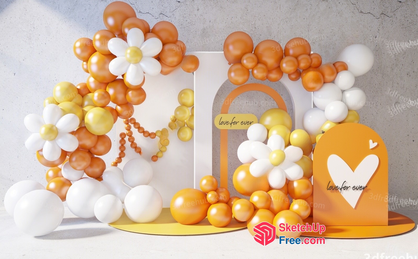 Vibrant Yellow And Orange Balloon Decor 3D SketchUp File