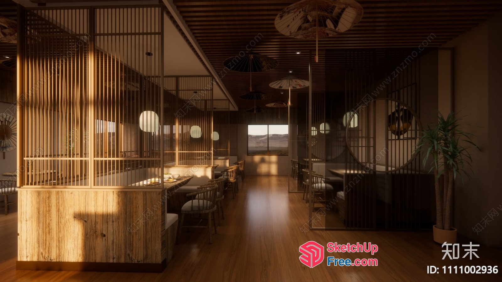 Elegant Japanese Style Interior With Natural Wood And Bamboo Elements 3D SketchUp File