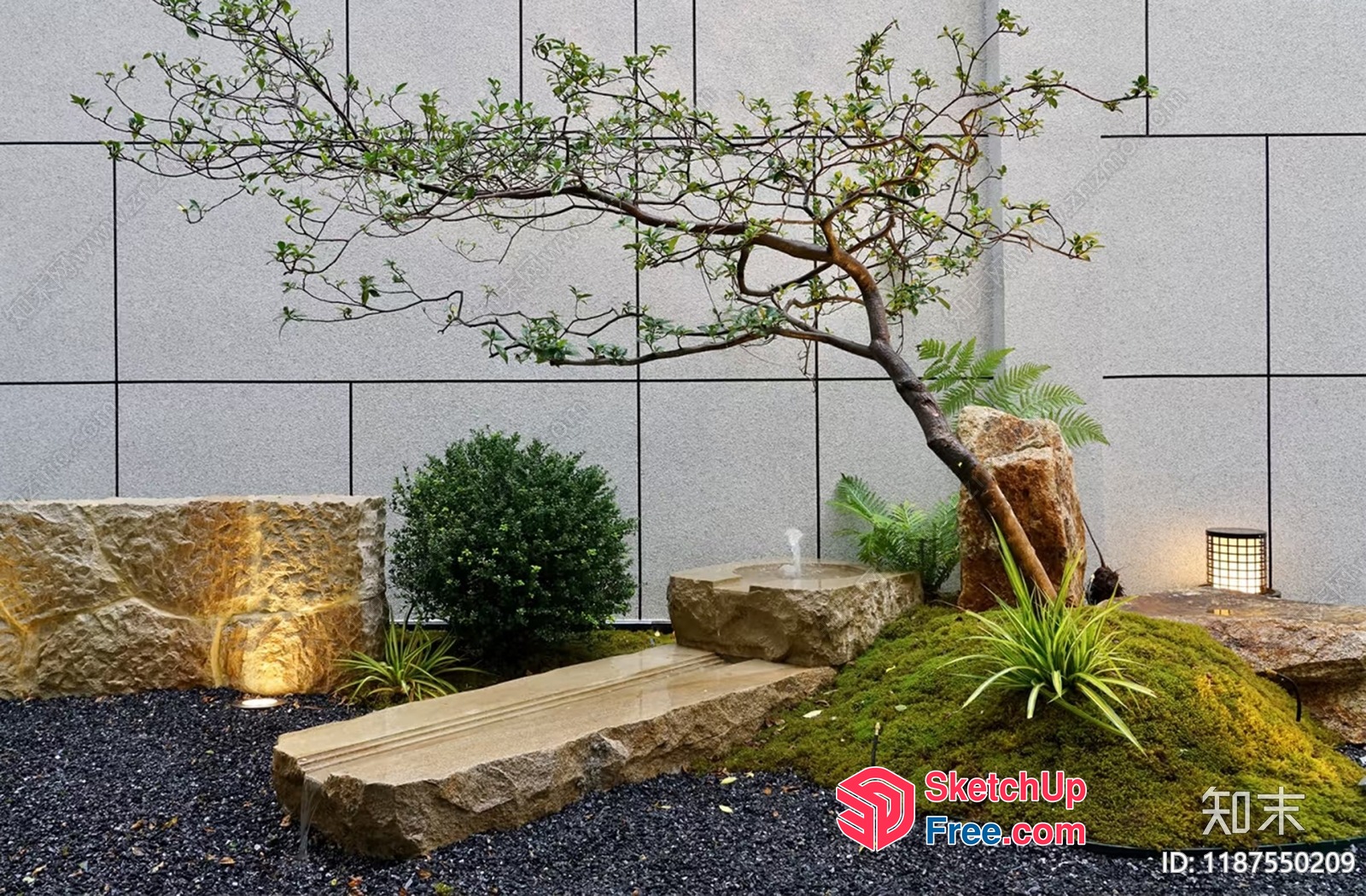 Japanese Inspired Outdoor Space With Natural Elements 3D SketchUp File