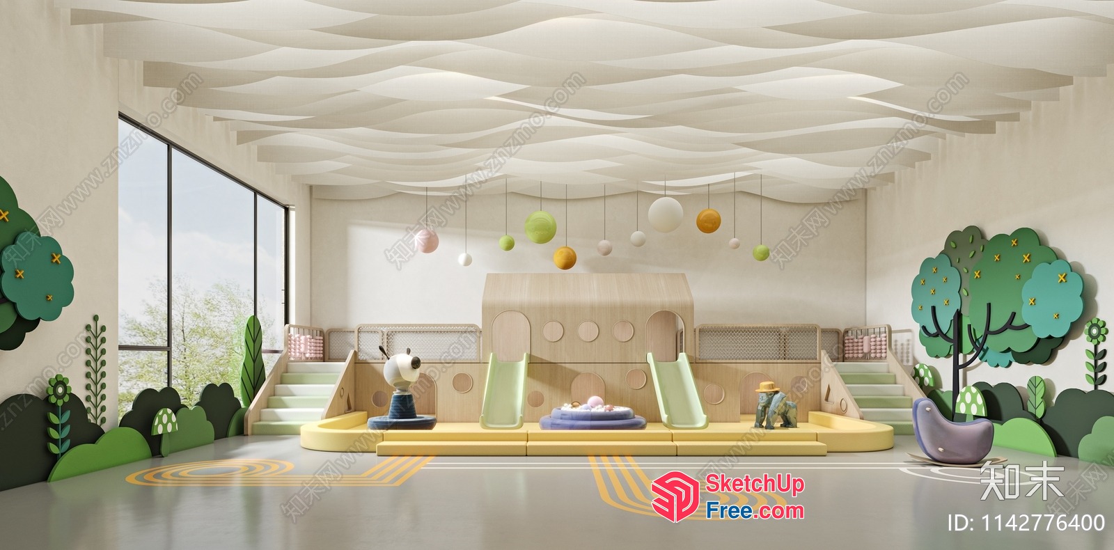 Playful Modern Minimalist Children'S Playroom Interior 3D SketchUp File