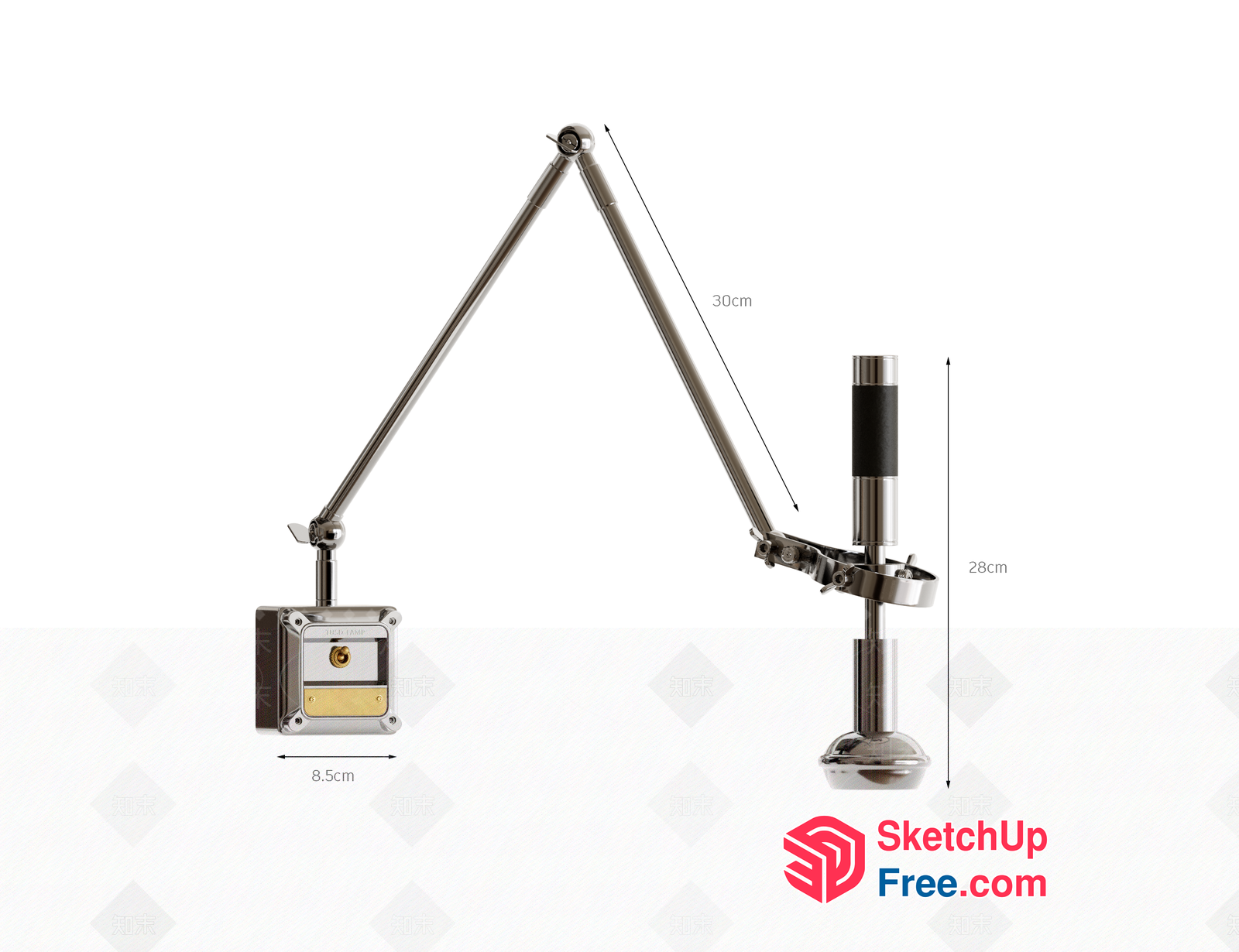 Adjustable Height Desk Lamp With Wall Mount 3D SketchUp File