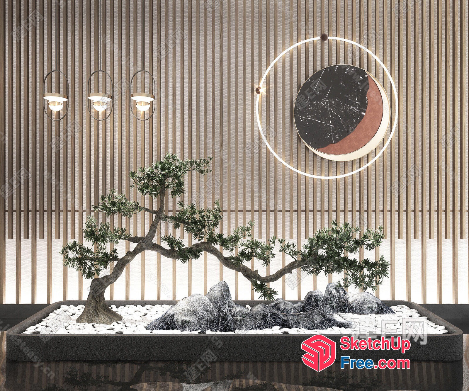 Elegant Japanese-Style Interior With Natural Elements 3D SketchUp File