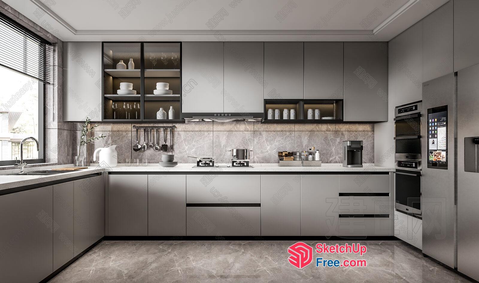 Modern Kitchen Interior Design With Sleek Appliances And Countertops 3D SketchUp File
