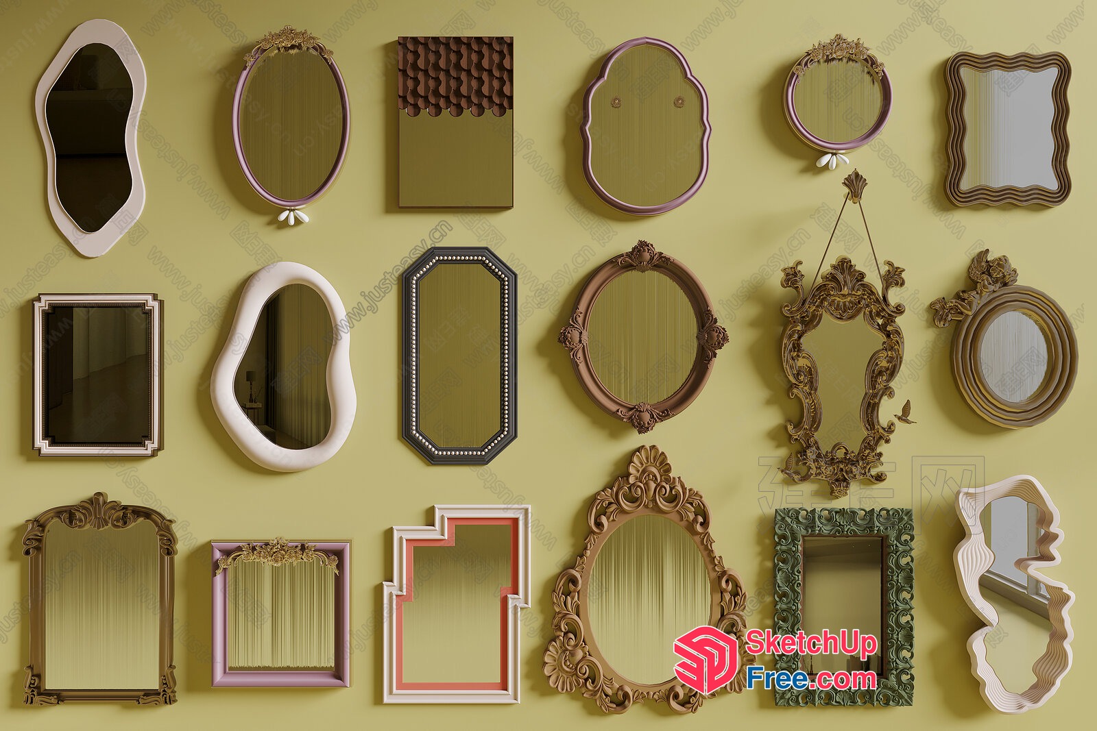 Ornate Wall Mirrors Collection 3D SketchUp File