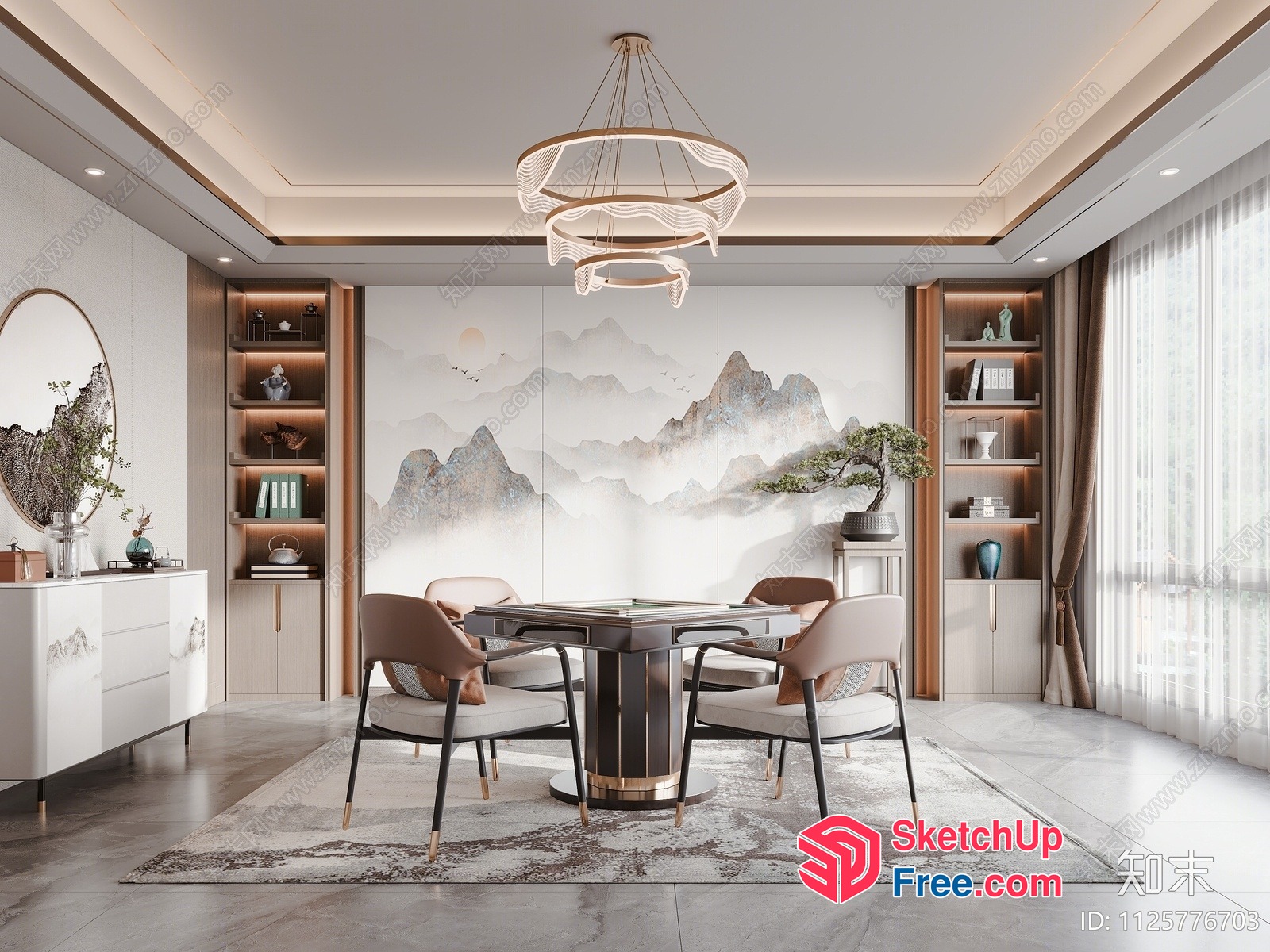 Modern Minimalist Japanese-Style Dining Room 3D SketchUp File