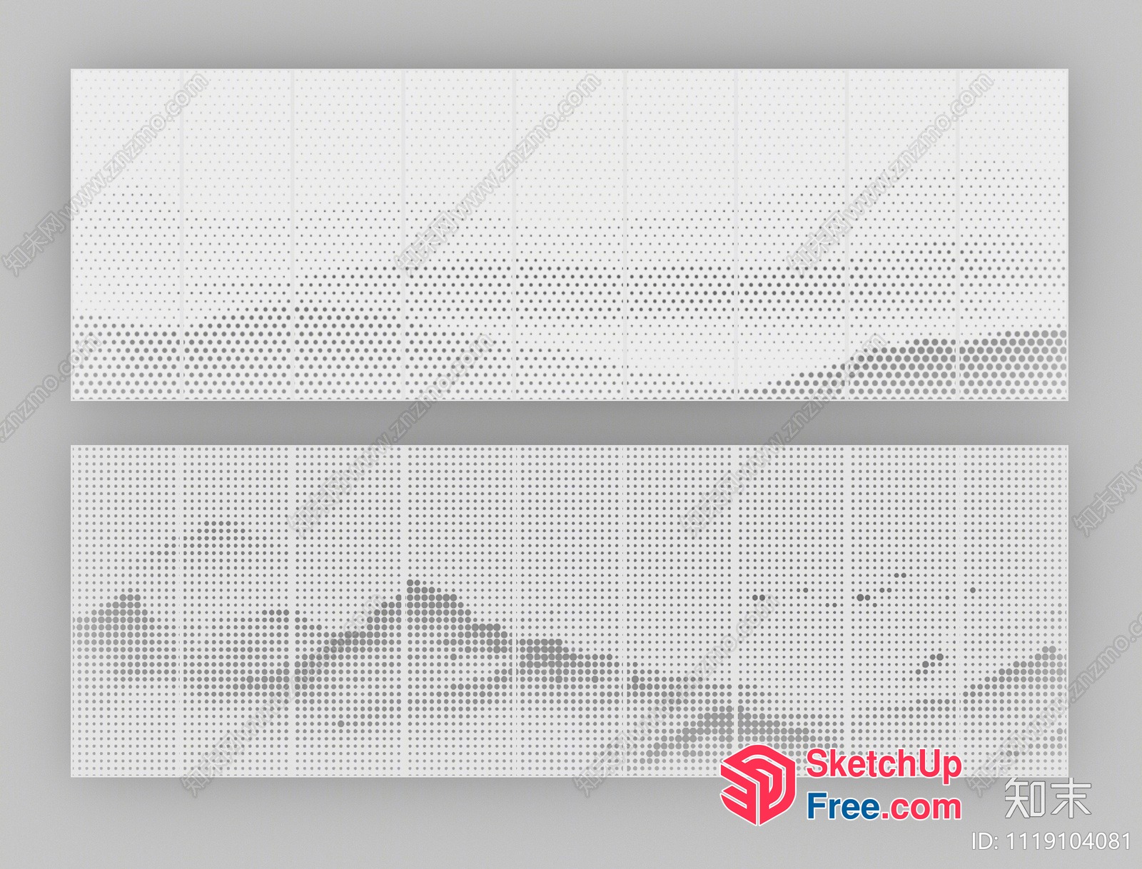 White And Grey Polka Dotted Wall Panels 3D SketchUp File