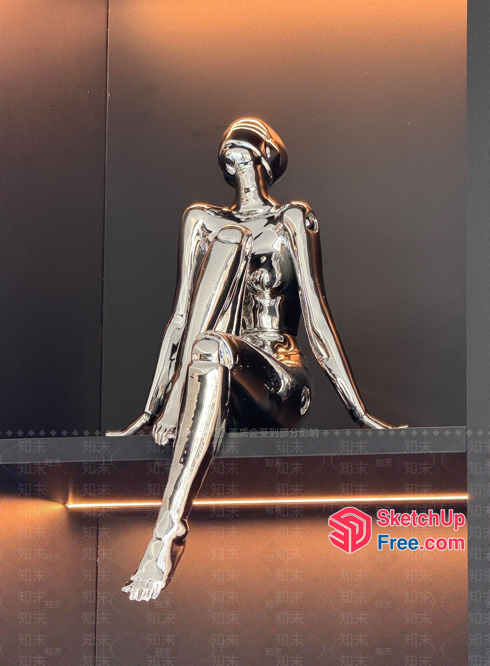 Modern Metallic Figure On A Shelf 3D SketchUp File