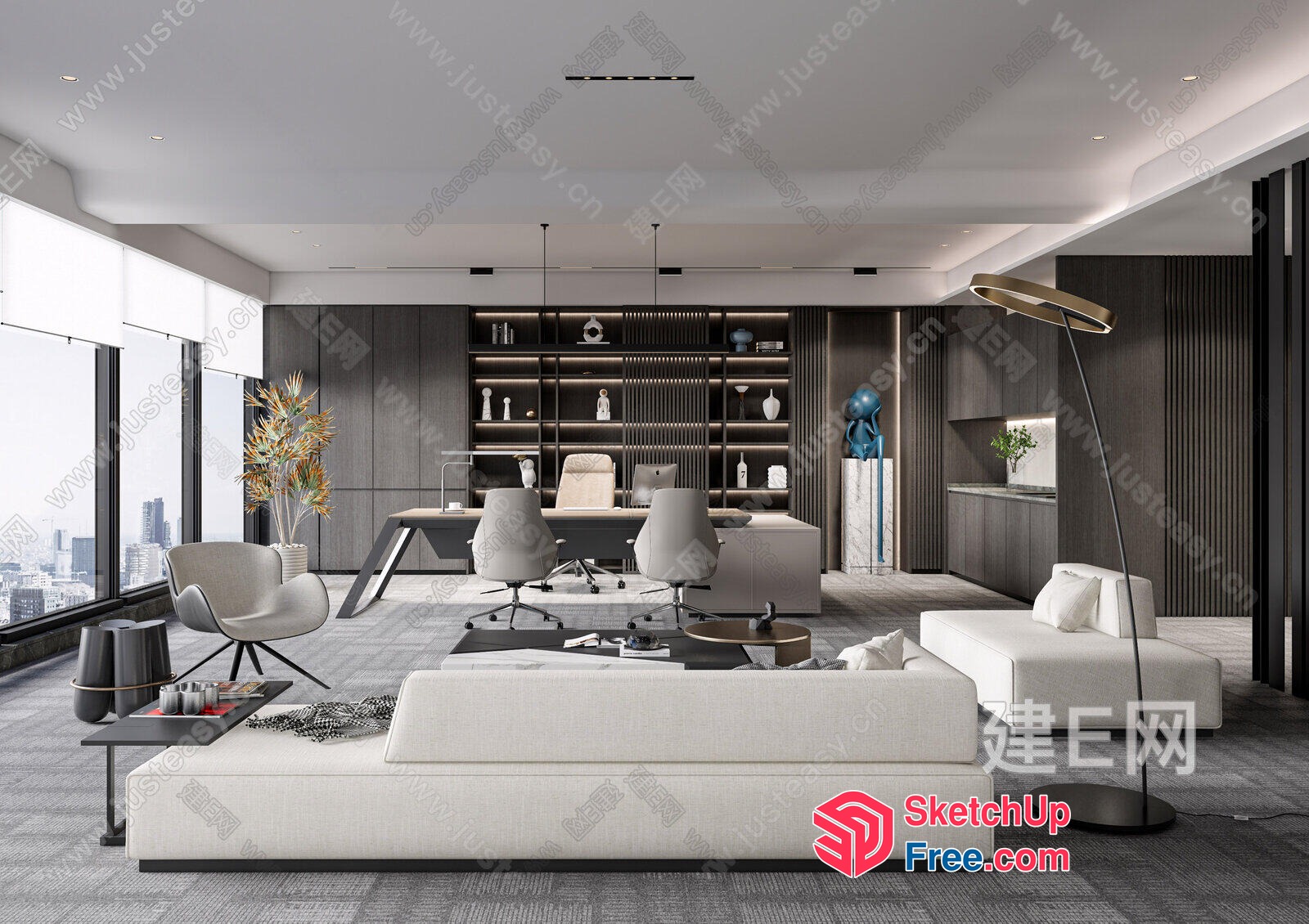 Modern Minimalist Office Interior 3D SketchUp File
