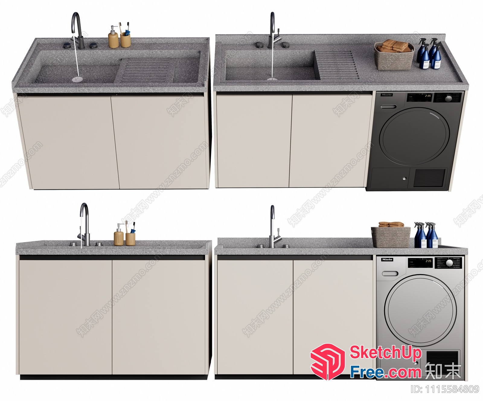 Modern Kitchen And Laundry Room Setup 3D SketchUp File