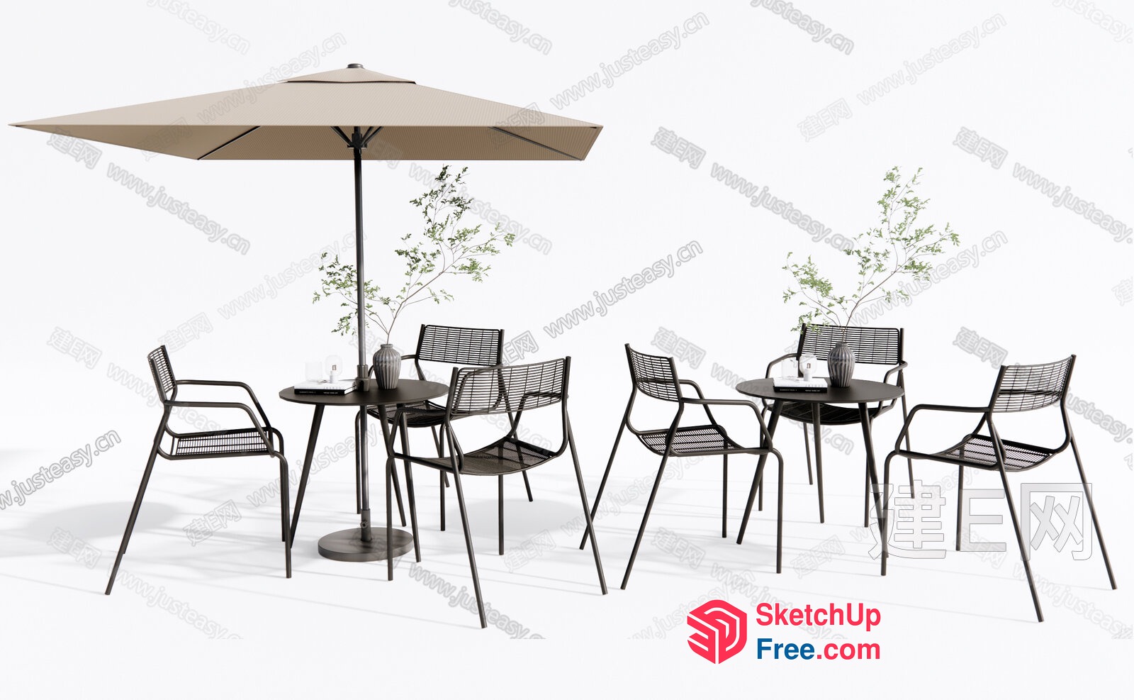 Outdoor Patio Furniture With Umbrella 3D SketchUp File