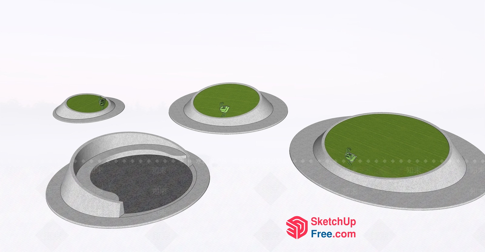 Circular Green And Gray Shaped Ceiling Decorations 3D SketchUp File