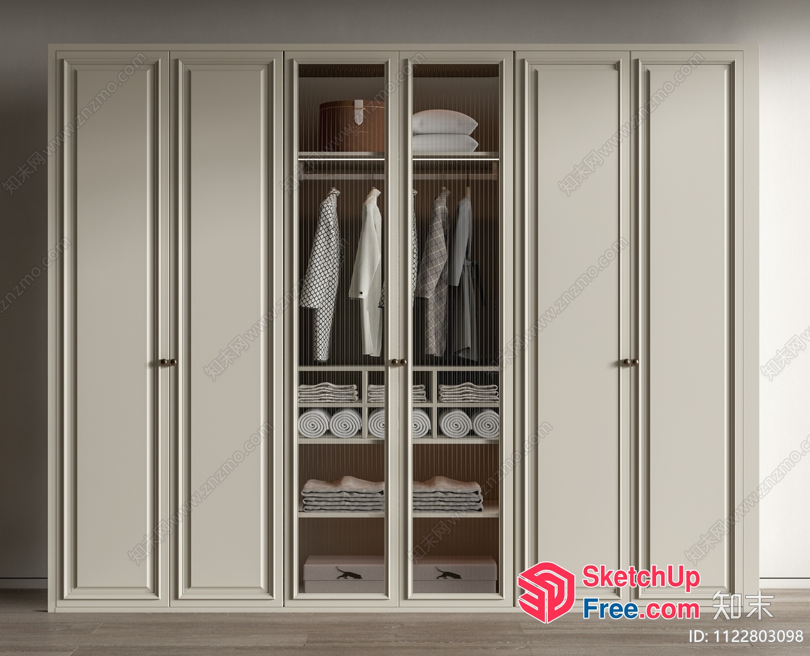 Modern Wardrobe Closet With Glass Doors 3D SketchUp File