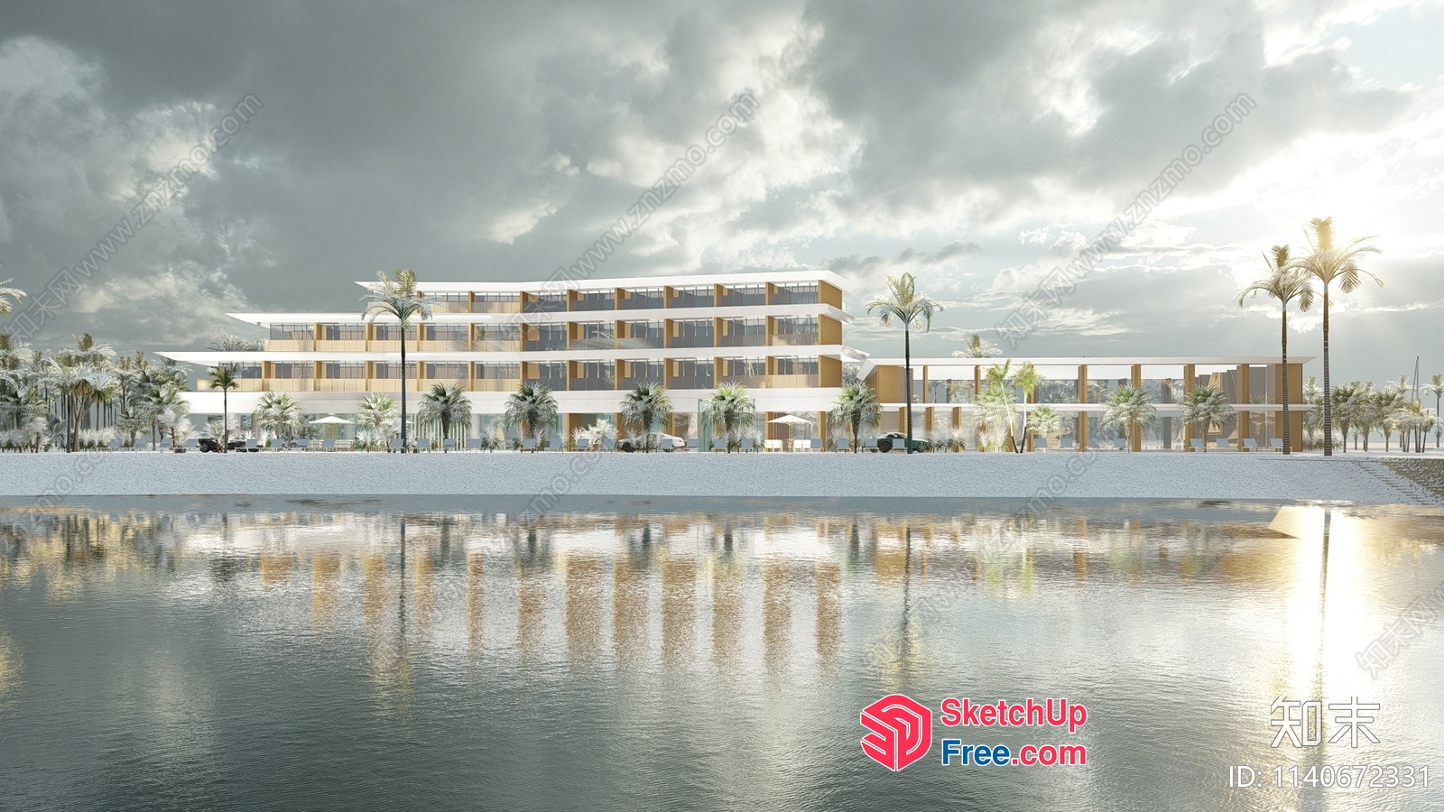 Tropical Modern Beachfront Resort 3D SketchUp File