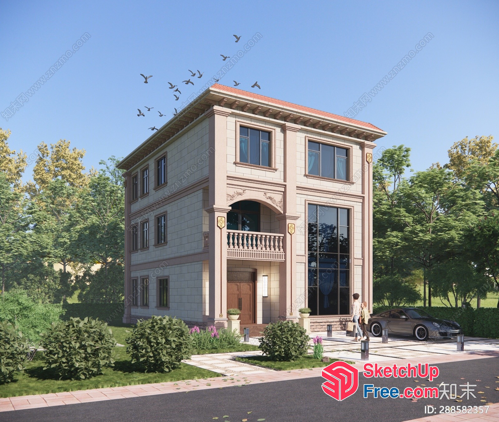 Classic European Style Villa Exterior 3D SketchUp File
