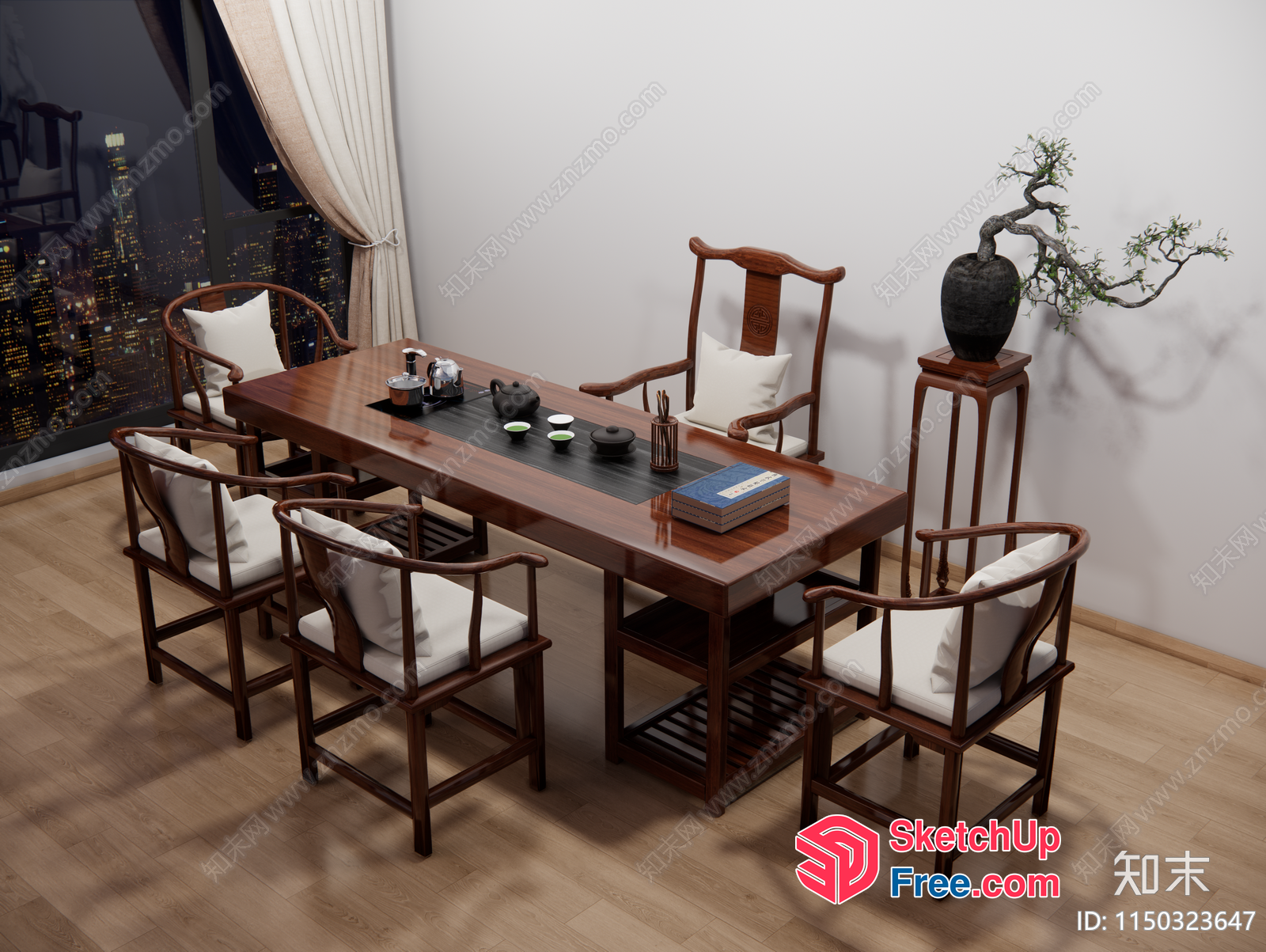 Elegant Traditional Chinese Tea Room 3D SketchUp File