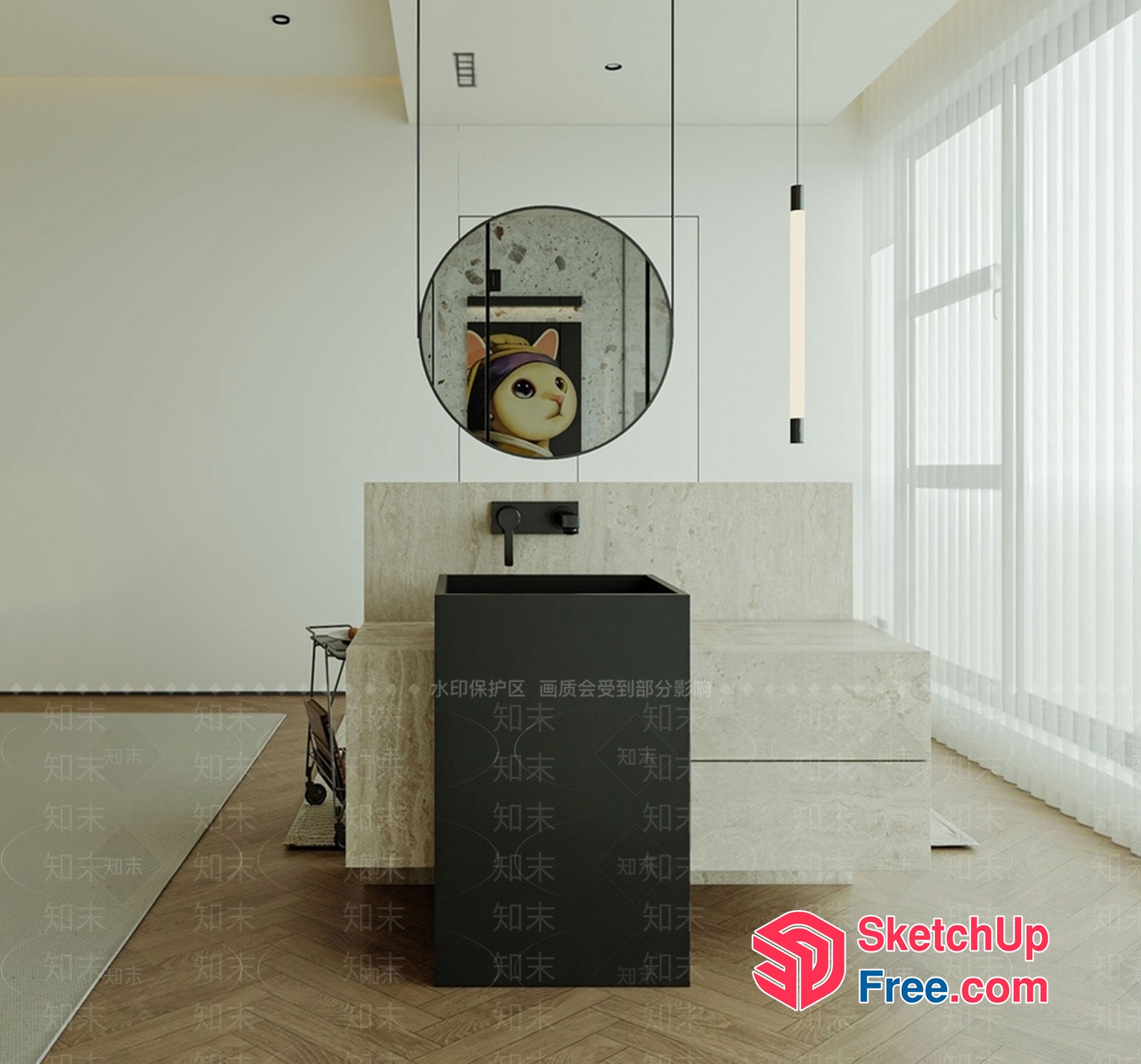 Minimalist Modern Bathroom With Sleek Black Sink 3D SketchUp File
