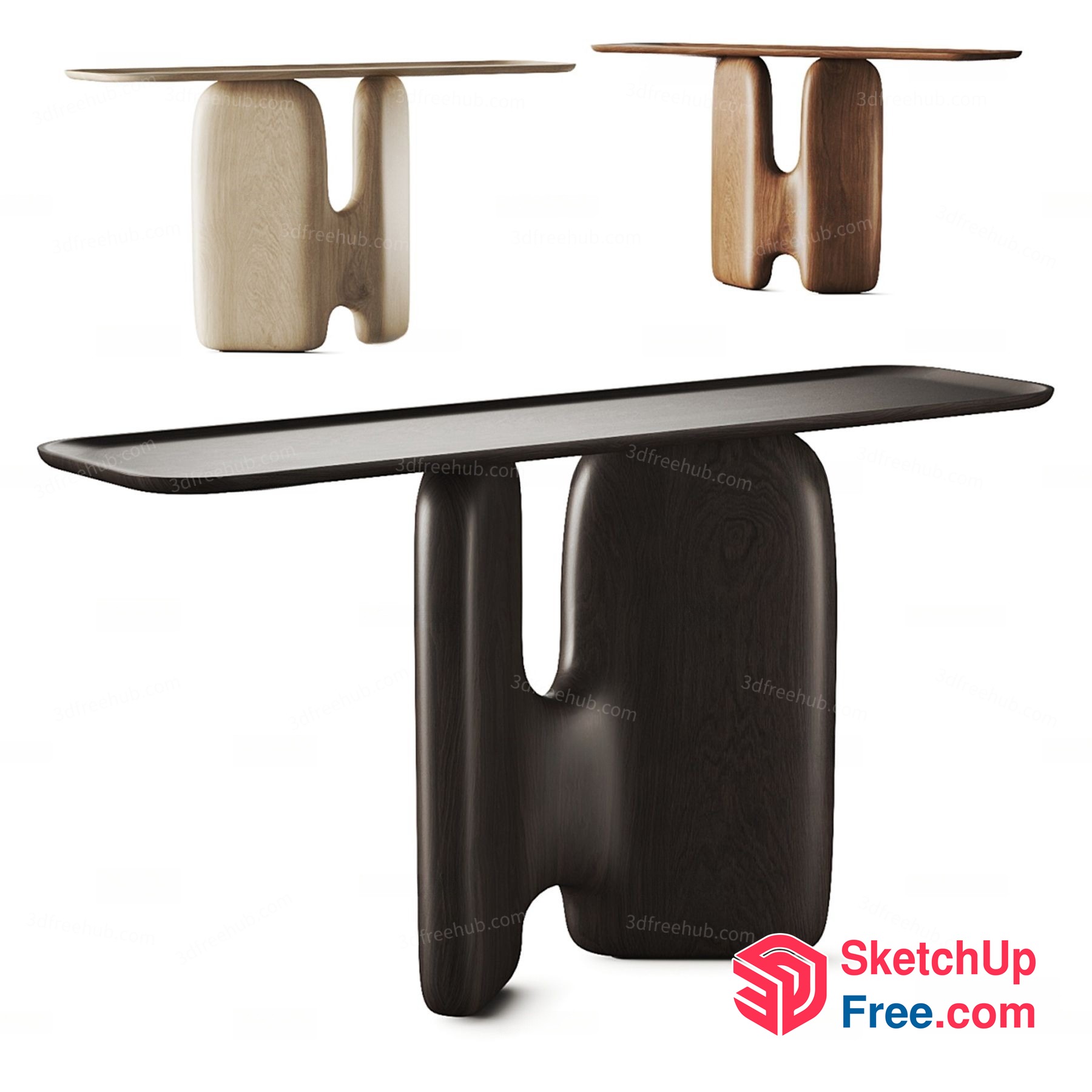 Modern Console Table With Carved Legs 3D SketchUp File